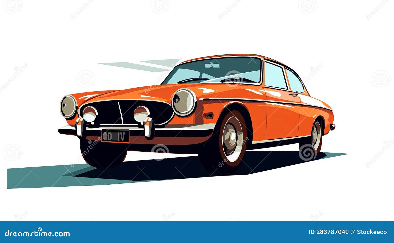 orange vintage car: crisp neo-pop s and minimalist portraits