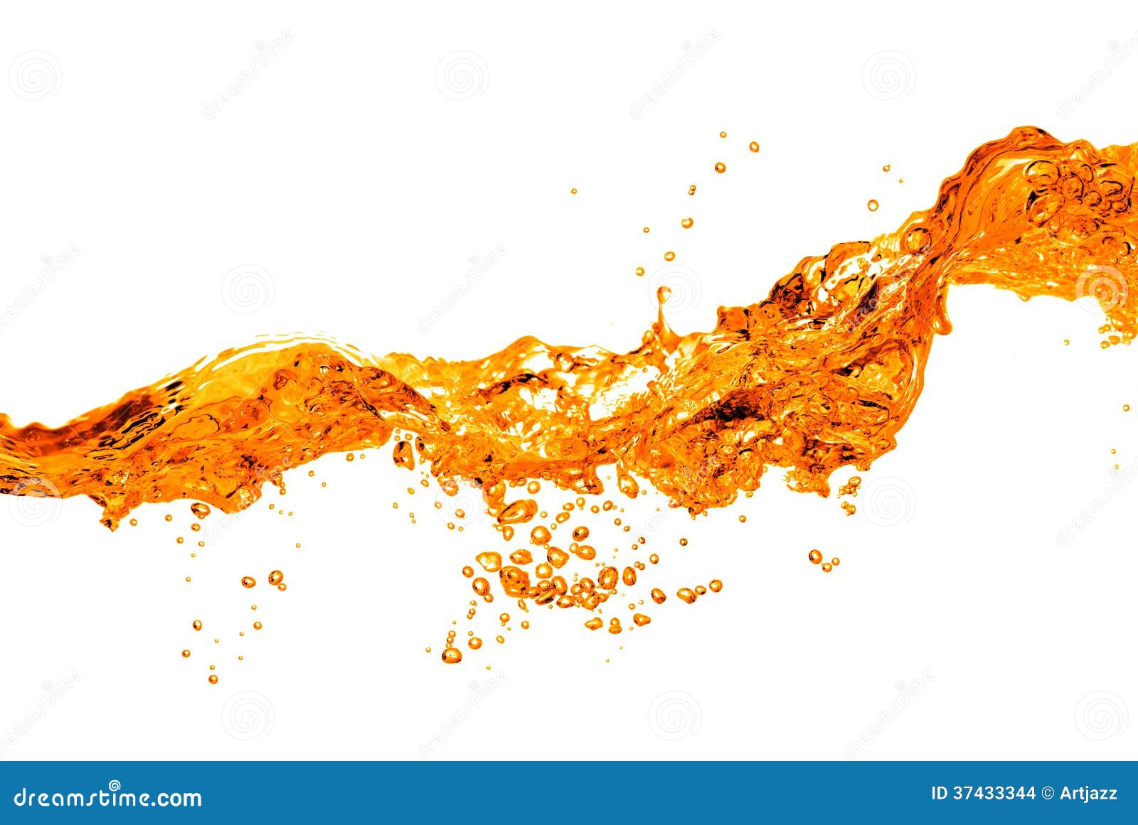 Orange In Water With Splash On White Stock Photo