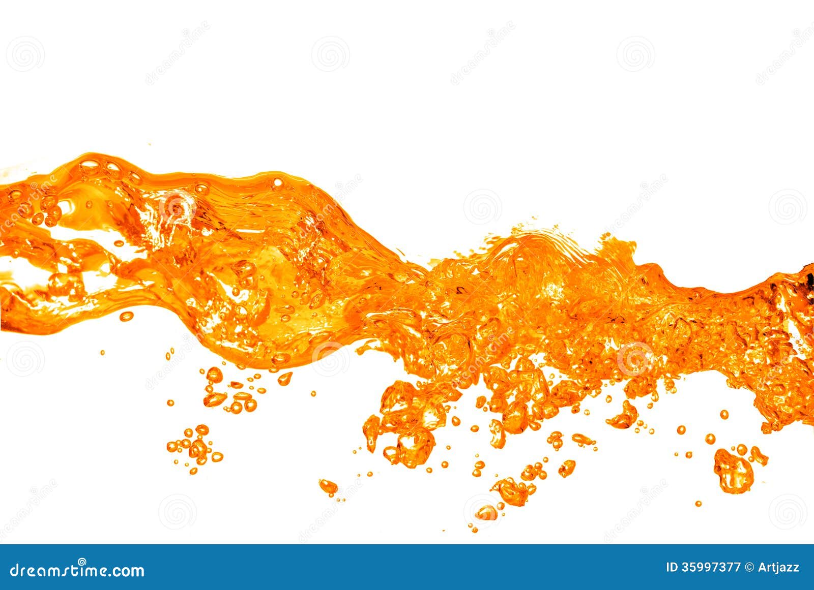 Orange Water Splash Isolated on White Stock Image Image of
