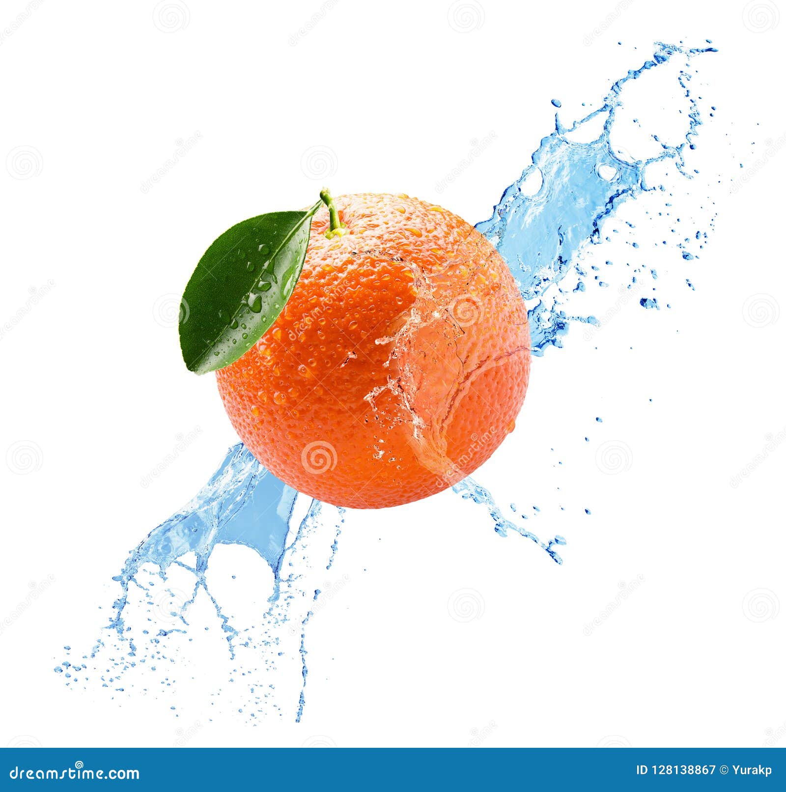 Orange in Water Splash on a Whitebackground Stock Image Image of