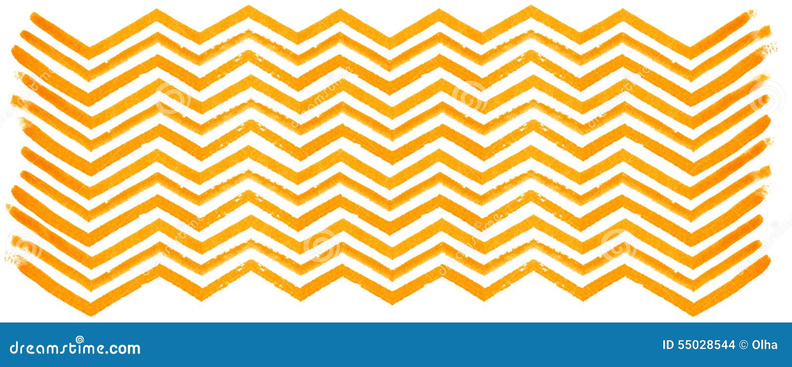 Orange Watercolor Zigzag Pattern on White Background Stock Illustration