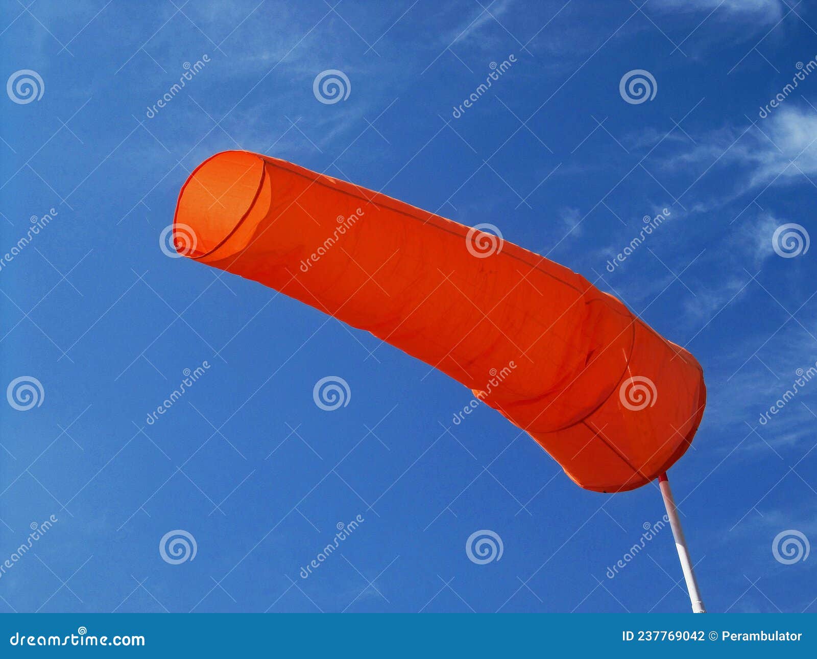 ORANGE WINDSOCK BILLOWING in the WIND Stock Photo Image of mounted