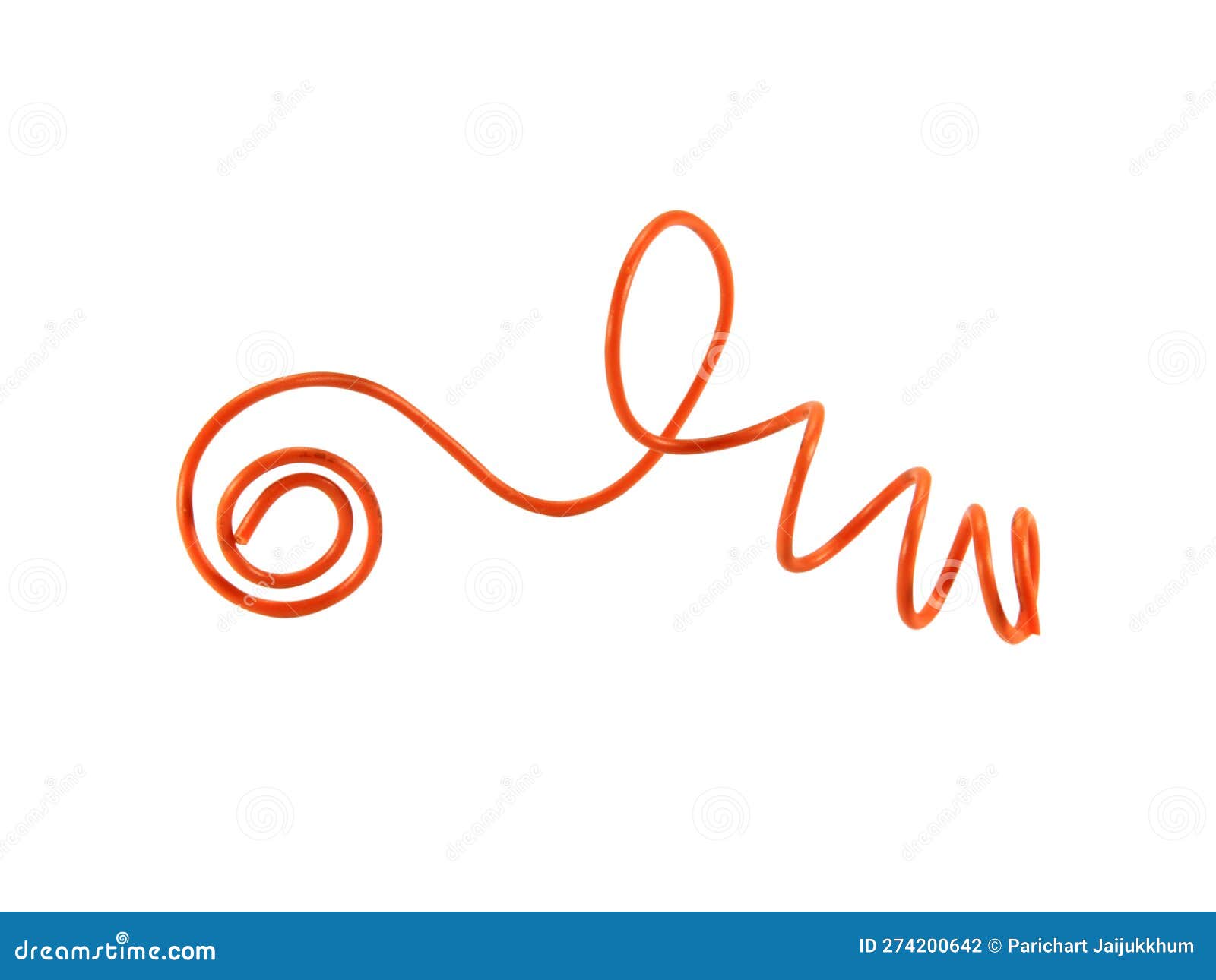 Orange Wire Cable of Usb and Adapter Isolated on White Background