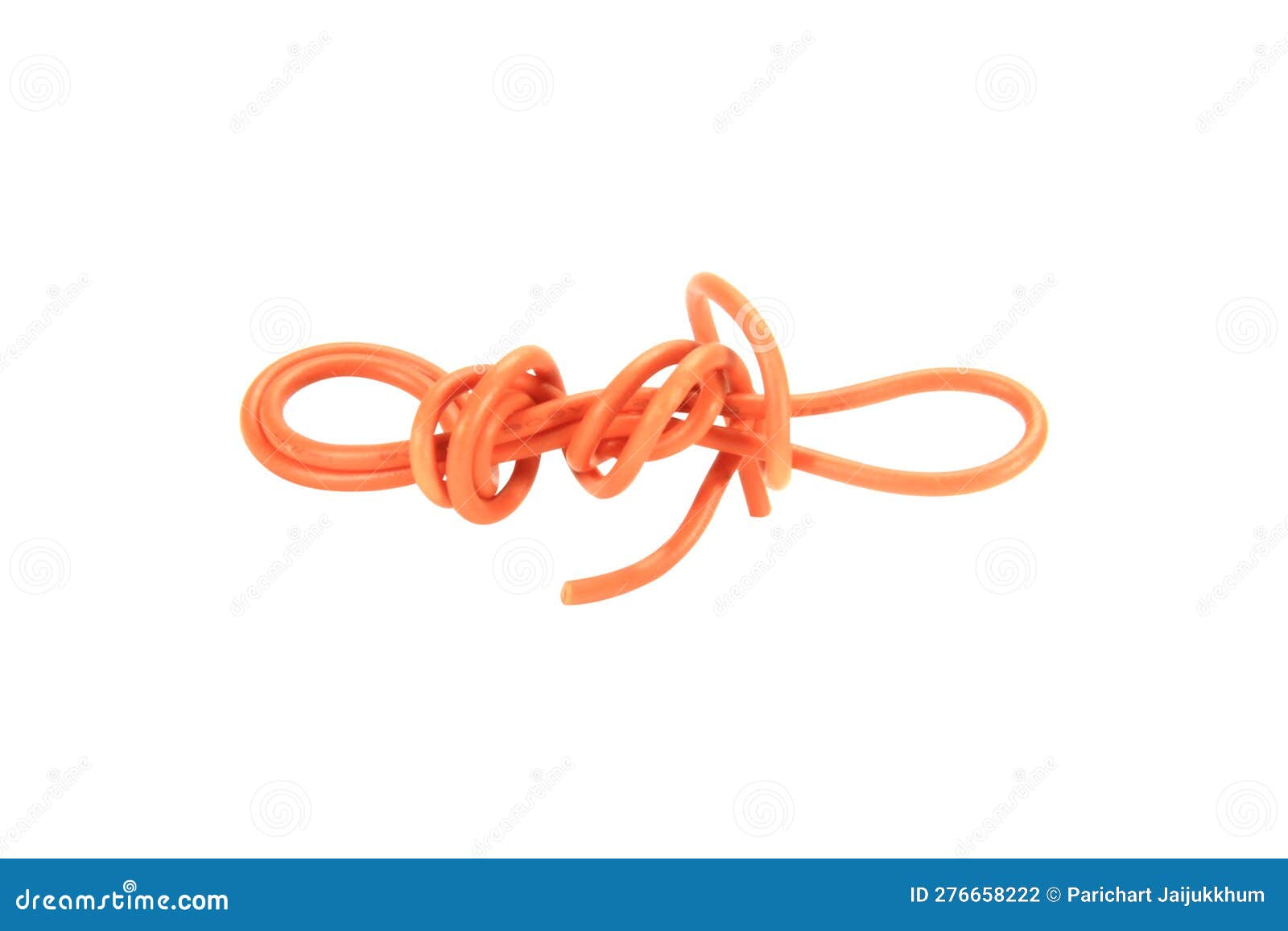 Orange Wire Cable of Usb and Adapter Isolated on White Background