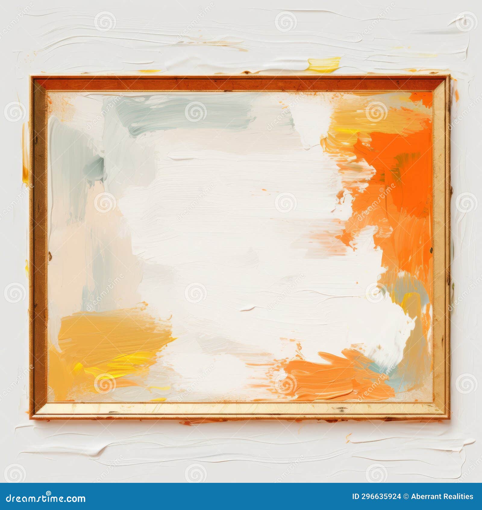 An Orange and Yellow Painting on a White Wall Stock Illustration