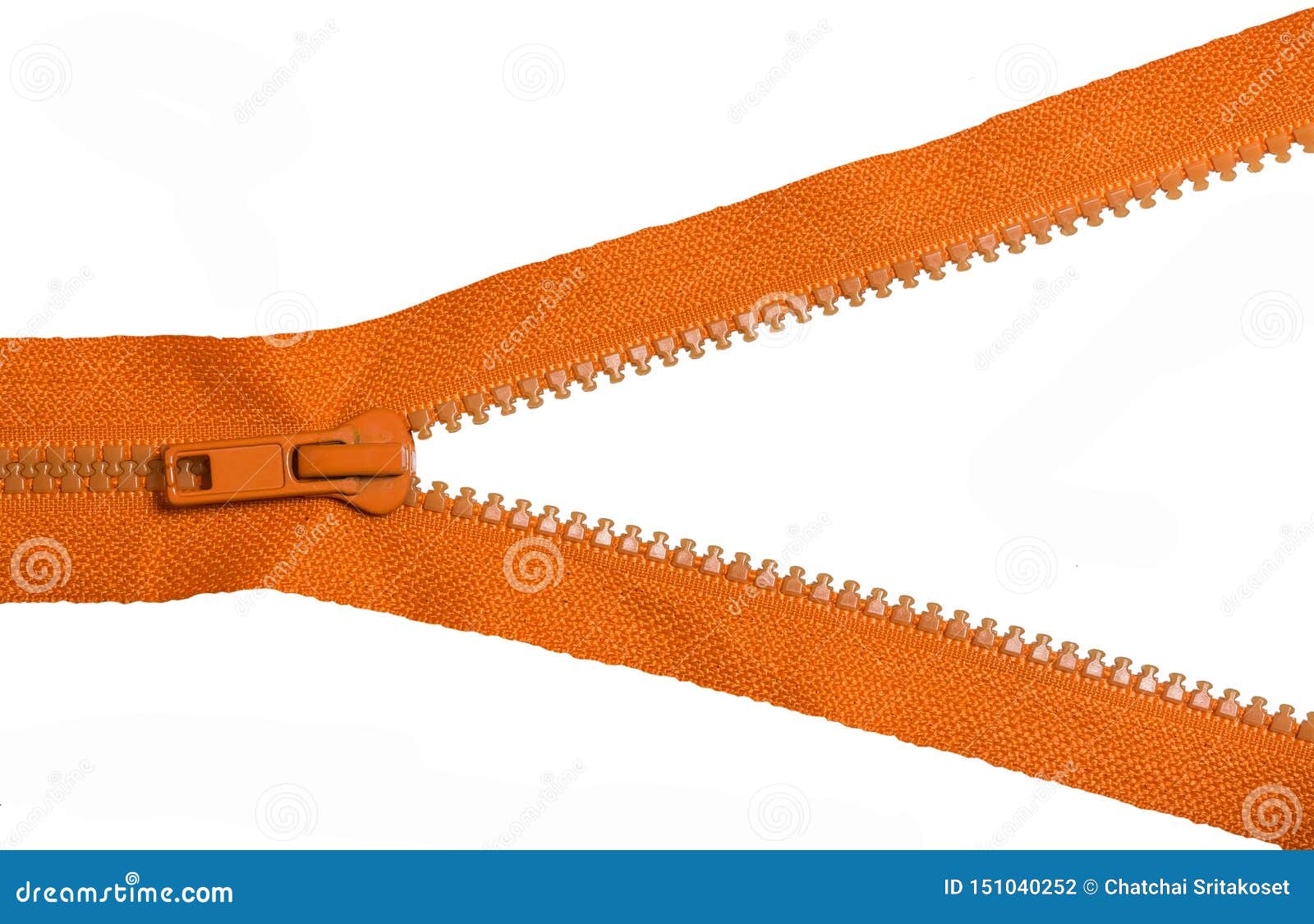 Orange Zipper on White Background Stock Photo Image of object, style