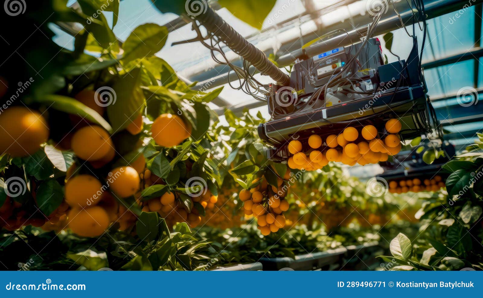 Oranges Being Grown in Greenhouse with Camera on Top of Them