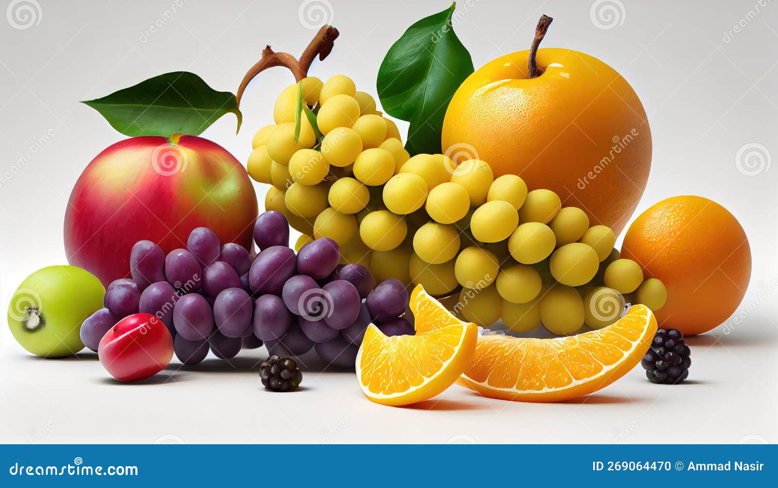 Oranges Grapes and Apple Fruit, Generative Ai Stock Photo - Image of ...