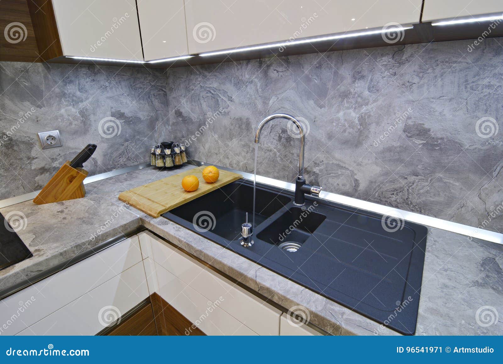 Oranges On The Kitchen Worktop To The Sink Stock Image Image Of