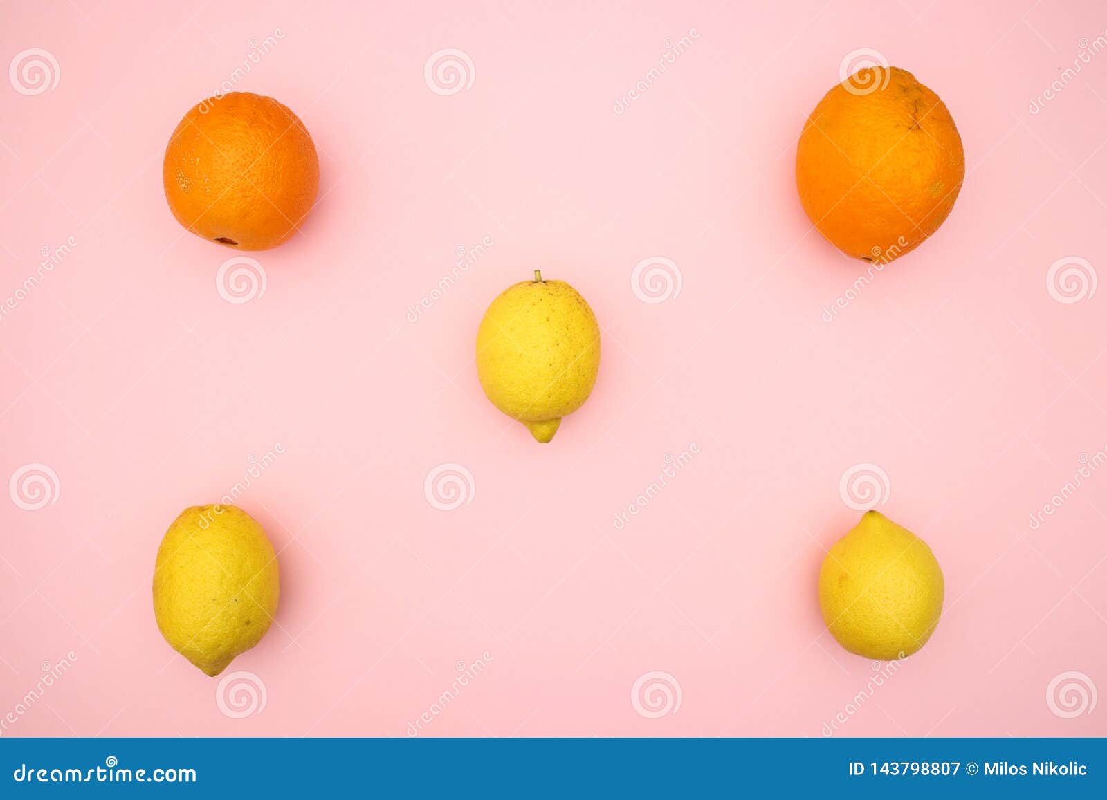 Oranges and Lemons on Pink Background Stock Image Image of color