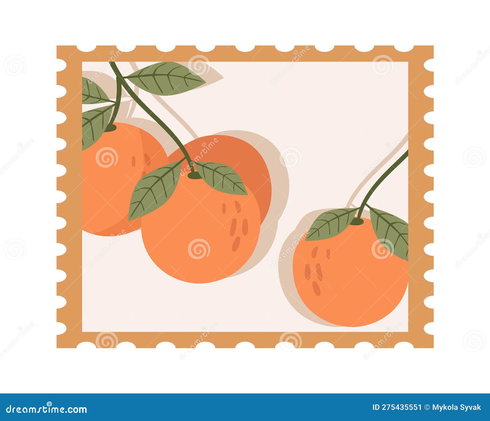 Oranges Postage Stamp stock vector. Illustration of background - 275435551