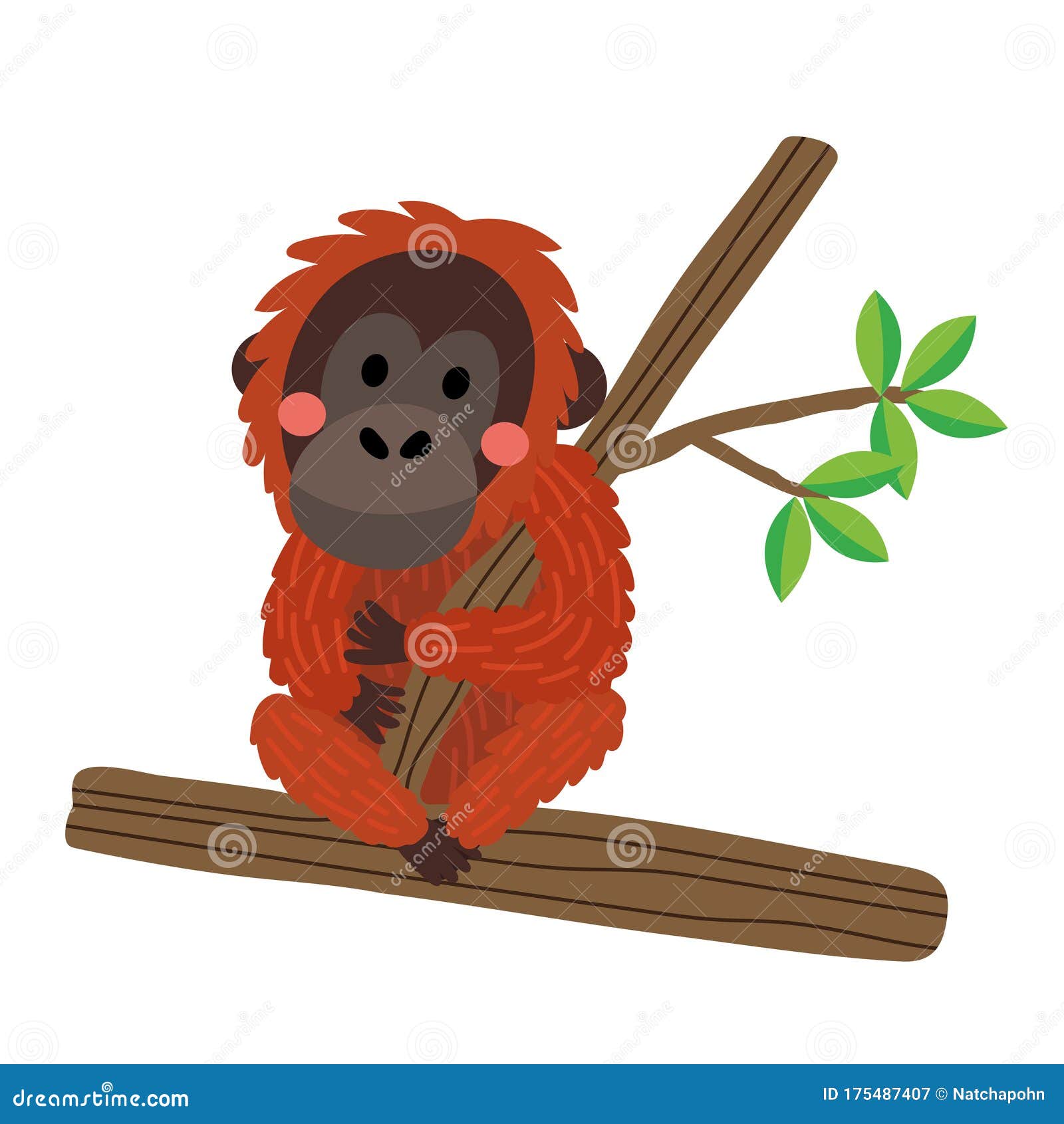 Macaco de desenho animado bonito em um galho em ilustração vetorial vetor  de animais isolados estilo de desenho animado plano