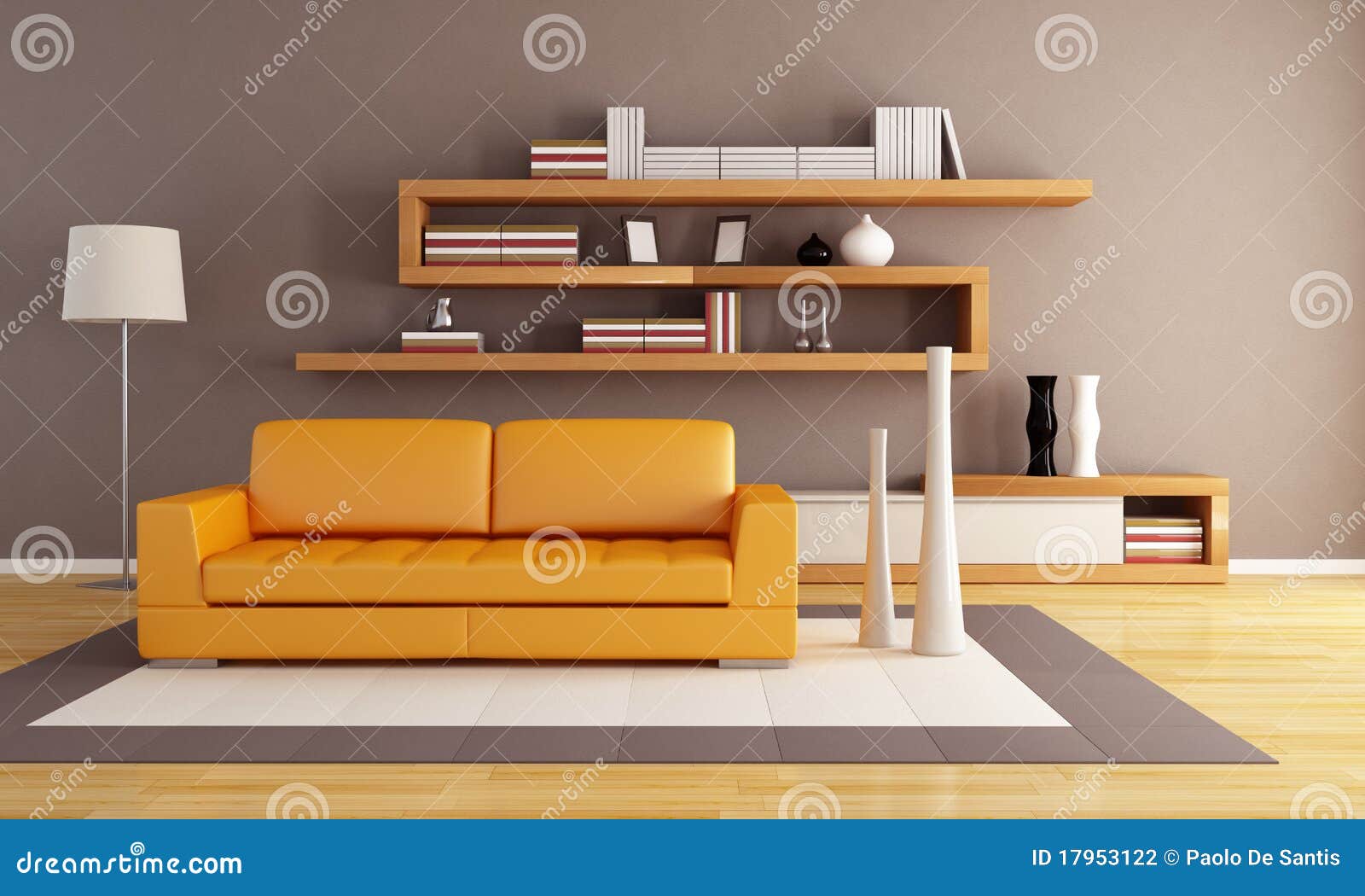 Oranje en bruine woonkamer stock fotografie afbeelding: 17953122 Living muur ruimte oranje ontwerp