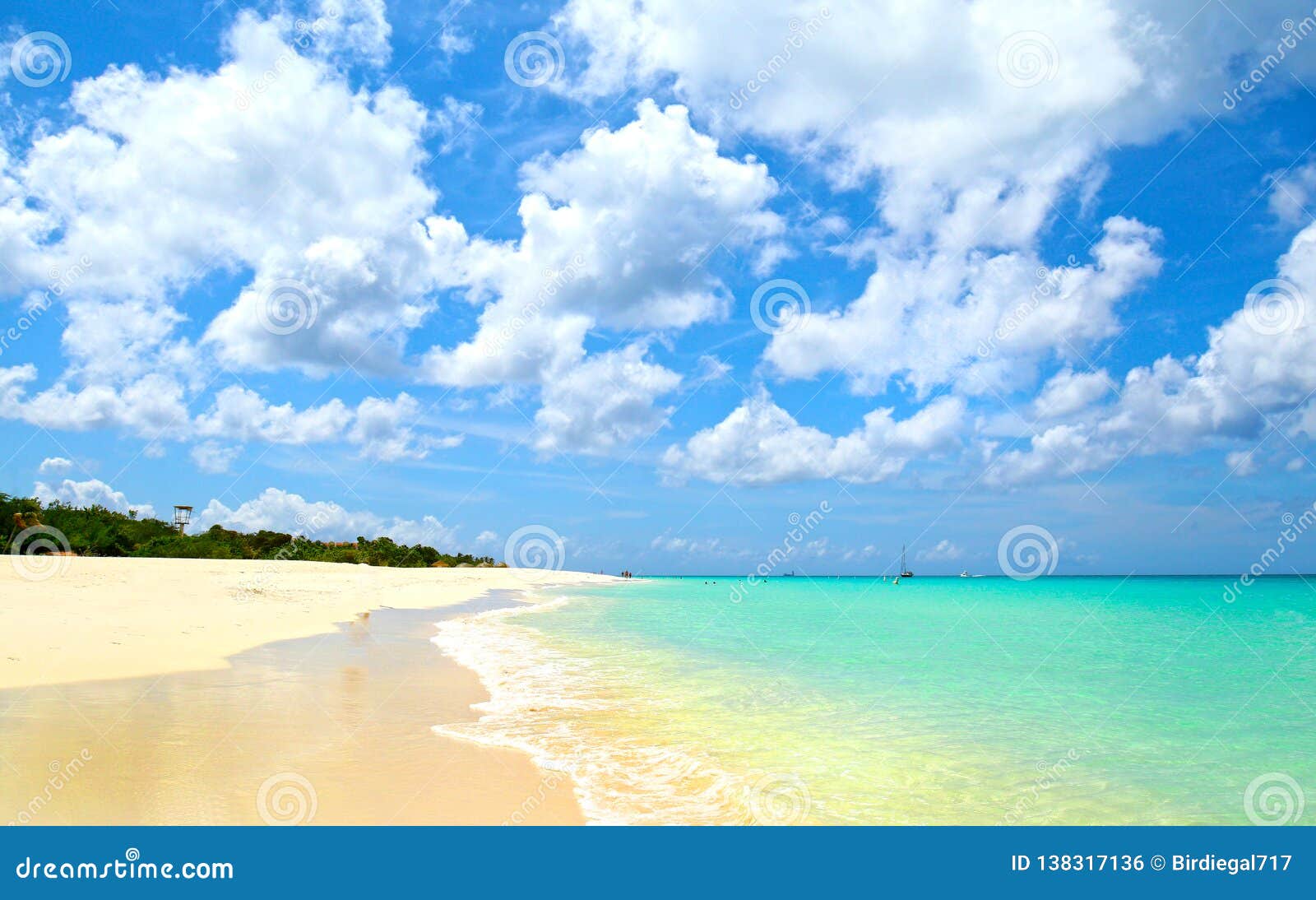 Oranjestad, Aruba. Pristine White Sands and Water at Eagle Beach Stock