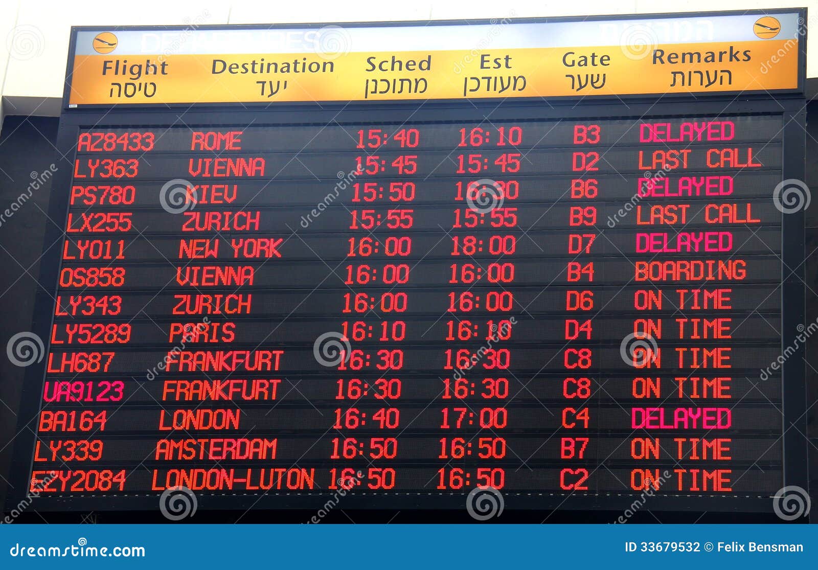 Orario di partenza di voli fotografia