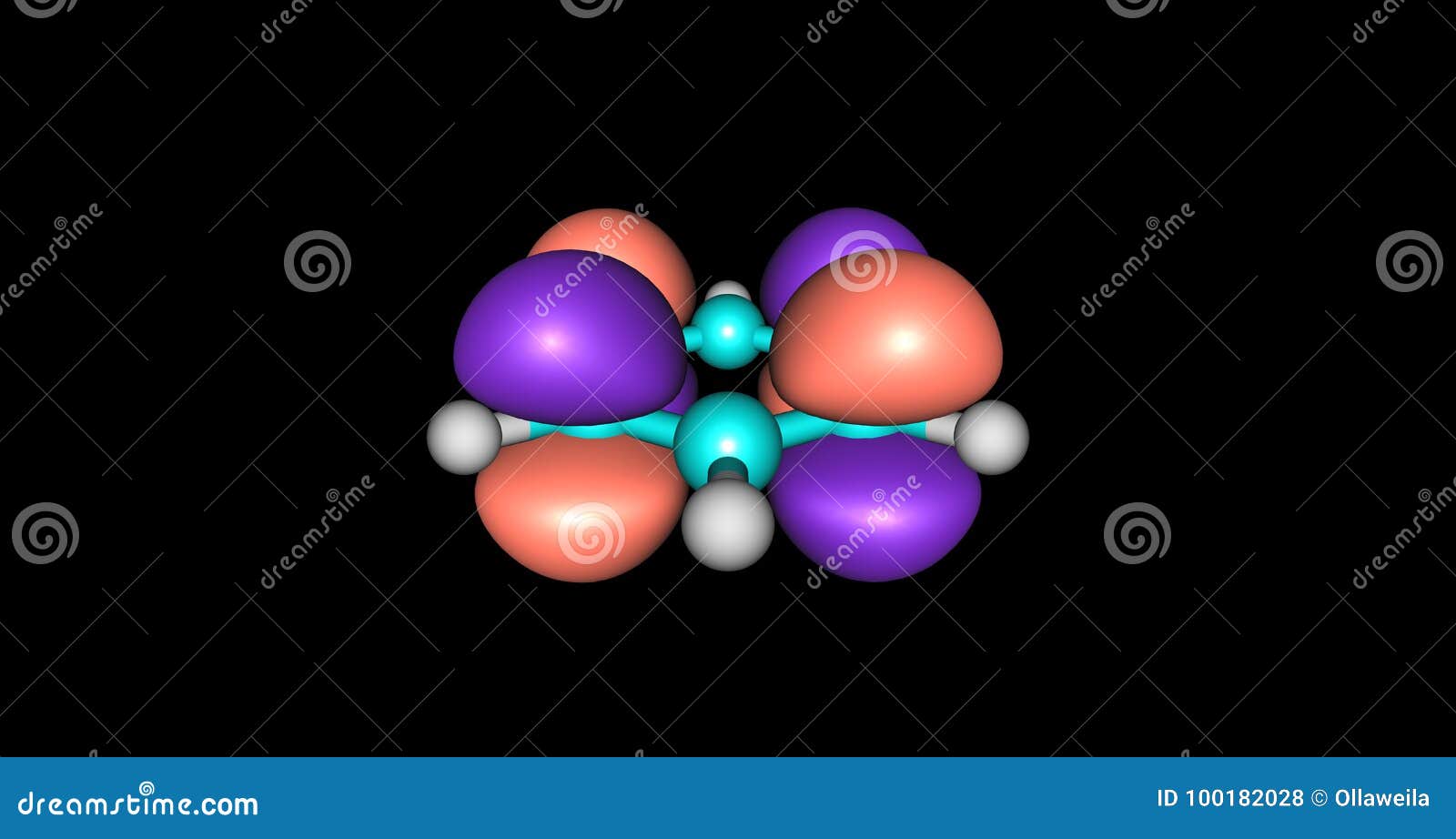 conjunto do 3d realista átomo com orbital elétrons isolado em