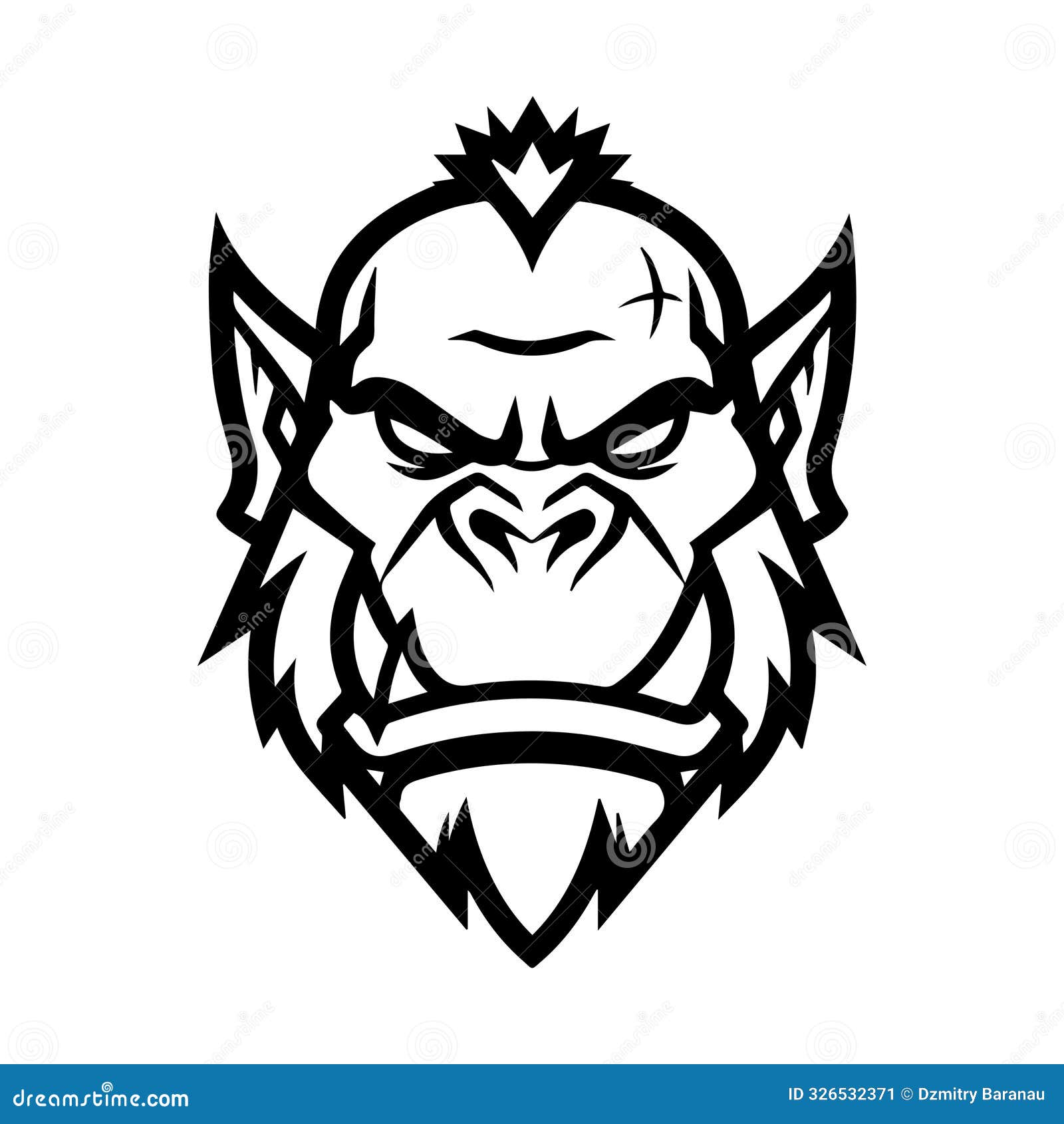 orc icon or modern line .  line art and icon  with bold outline. black and white pixel perfect minimalistic