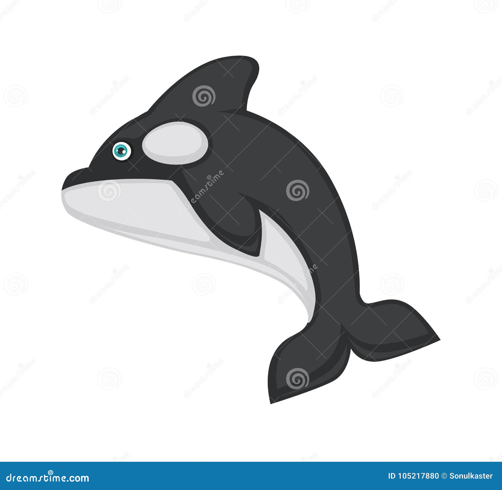 Orca Con La Piel Lisa Blanco Y Negro Ilustración del Vector - Ilustración de  plano, punto: 105217880