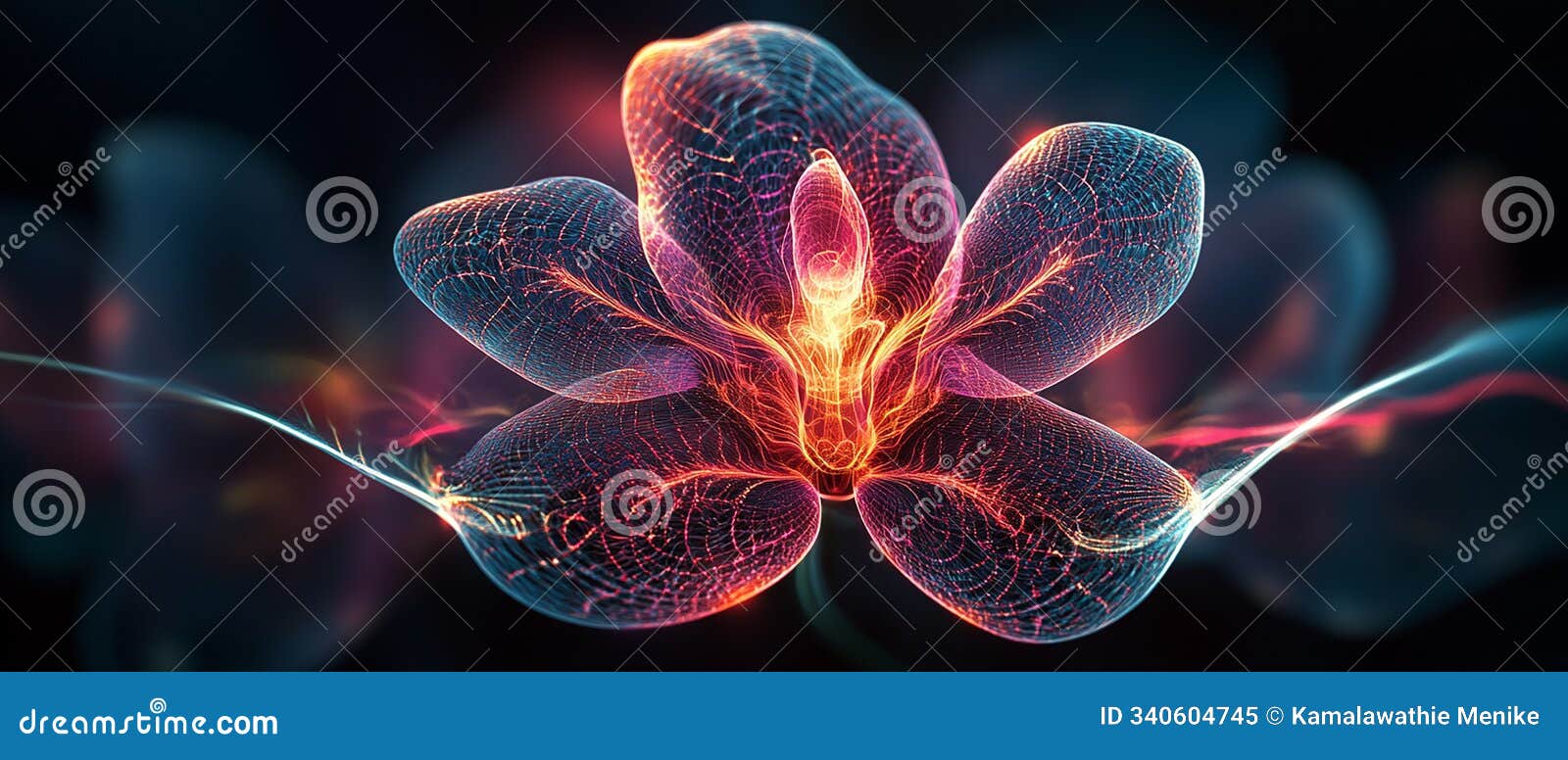 orchid with fractal-like veins spreading through