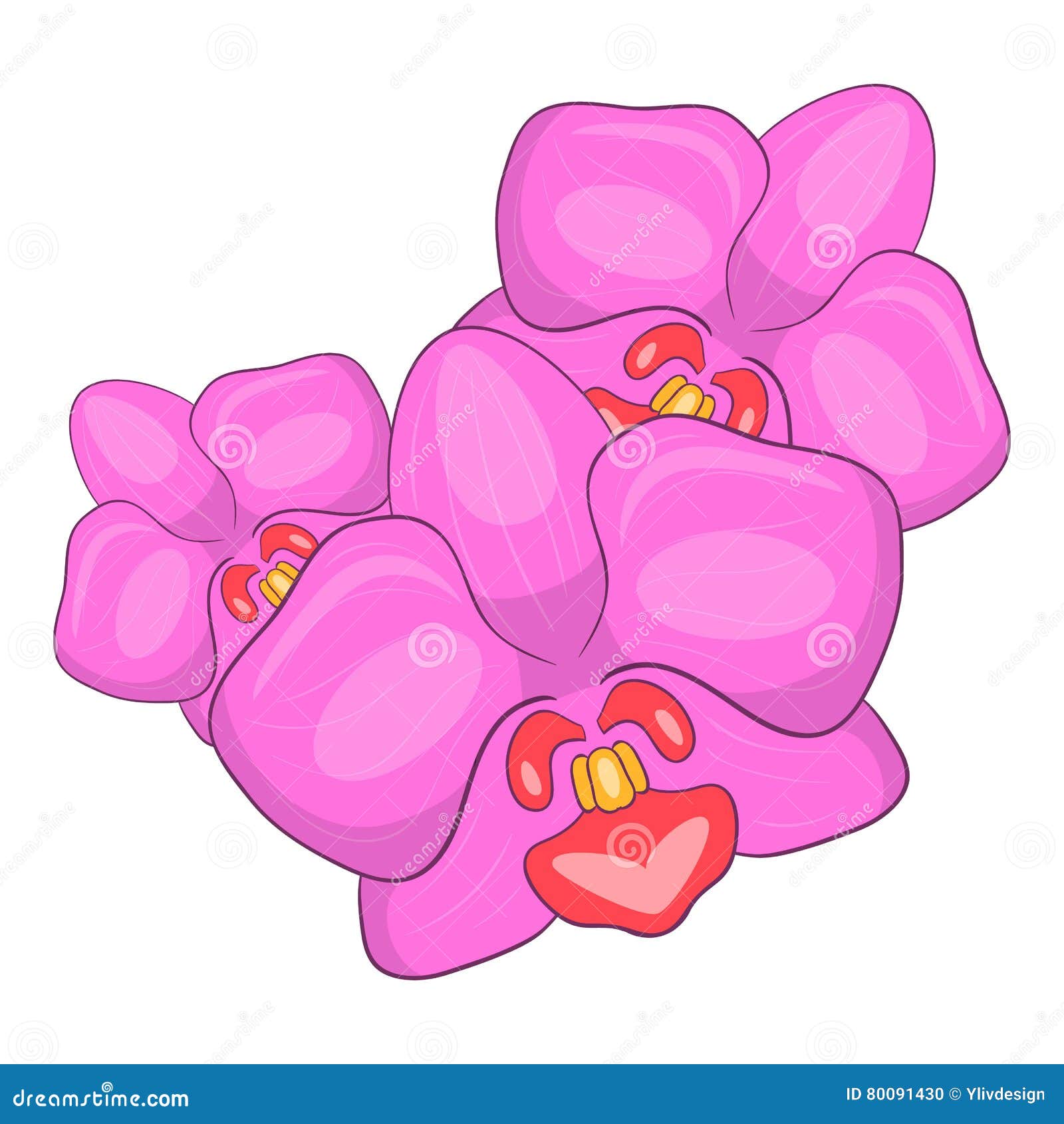 Orchid icon, cartoon style stock vector. Illustration of flora - 80091430