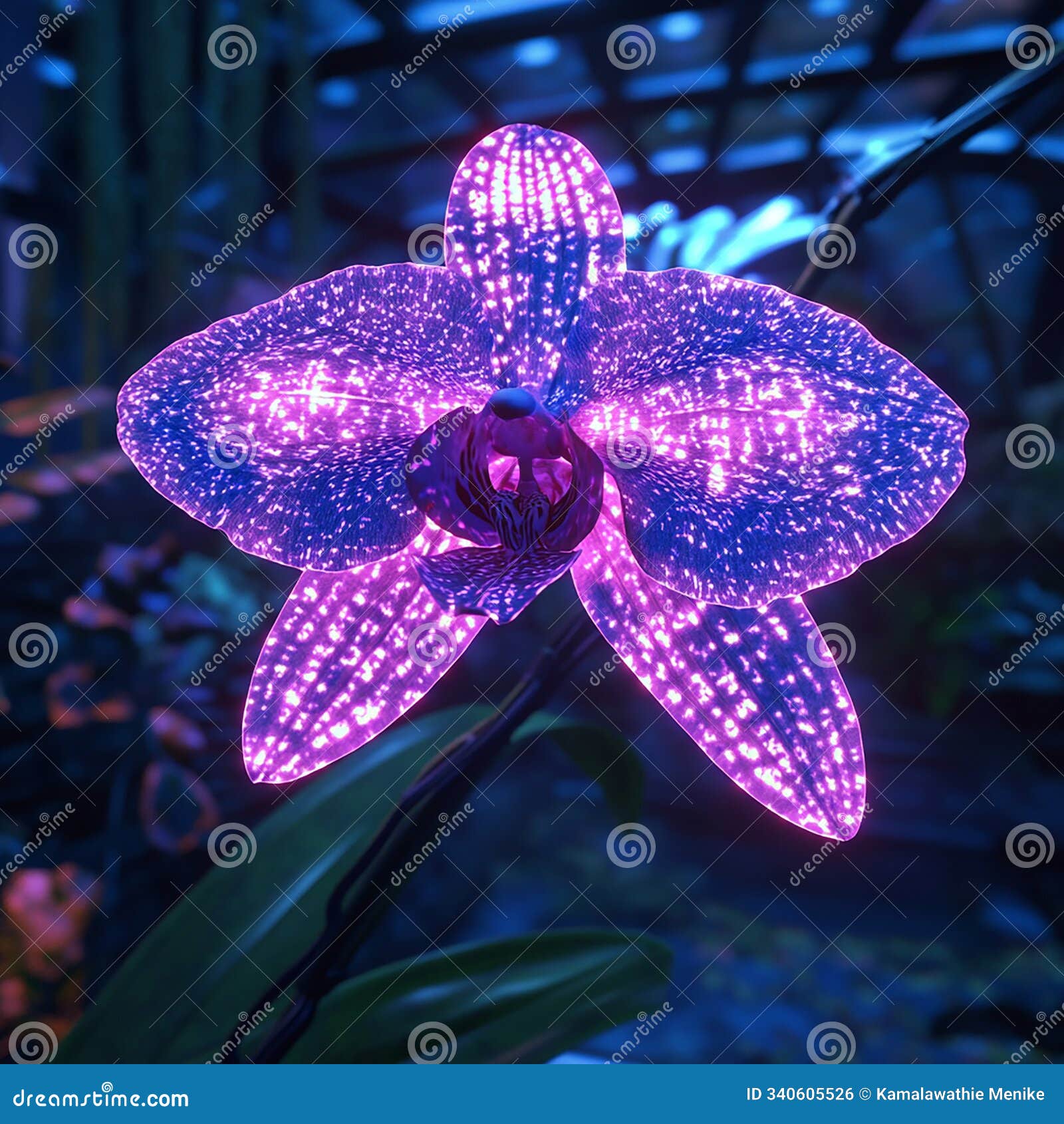 orchid with laser-like glowing petals