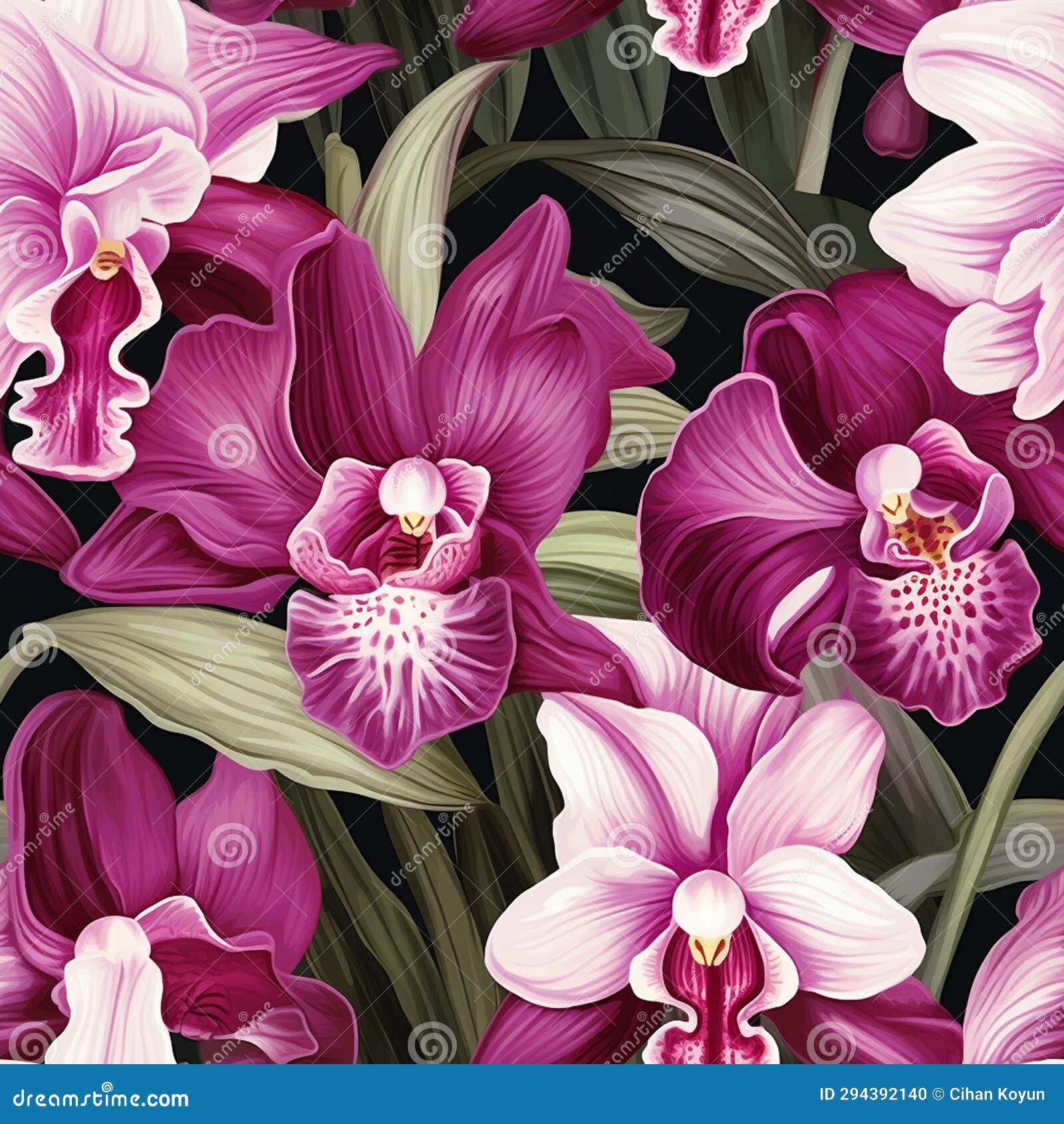 Orchid Symphony Seamless Delight Stock Illustration - Illustration of  orchid, retro: 294392140