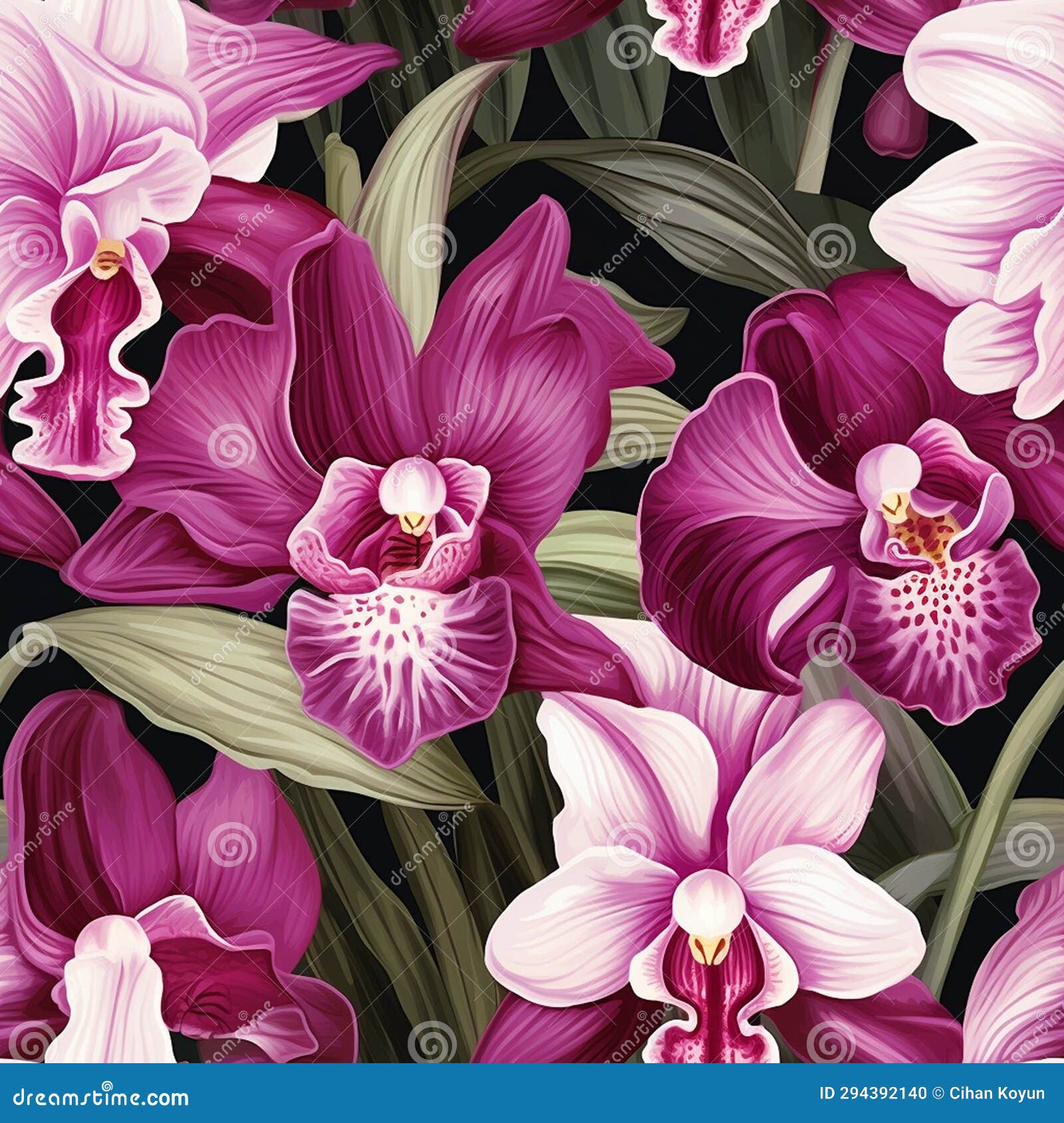 Orchid Symphony Seamless Delight Stock Illustration - Illustration