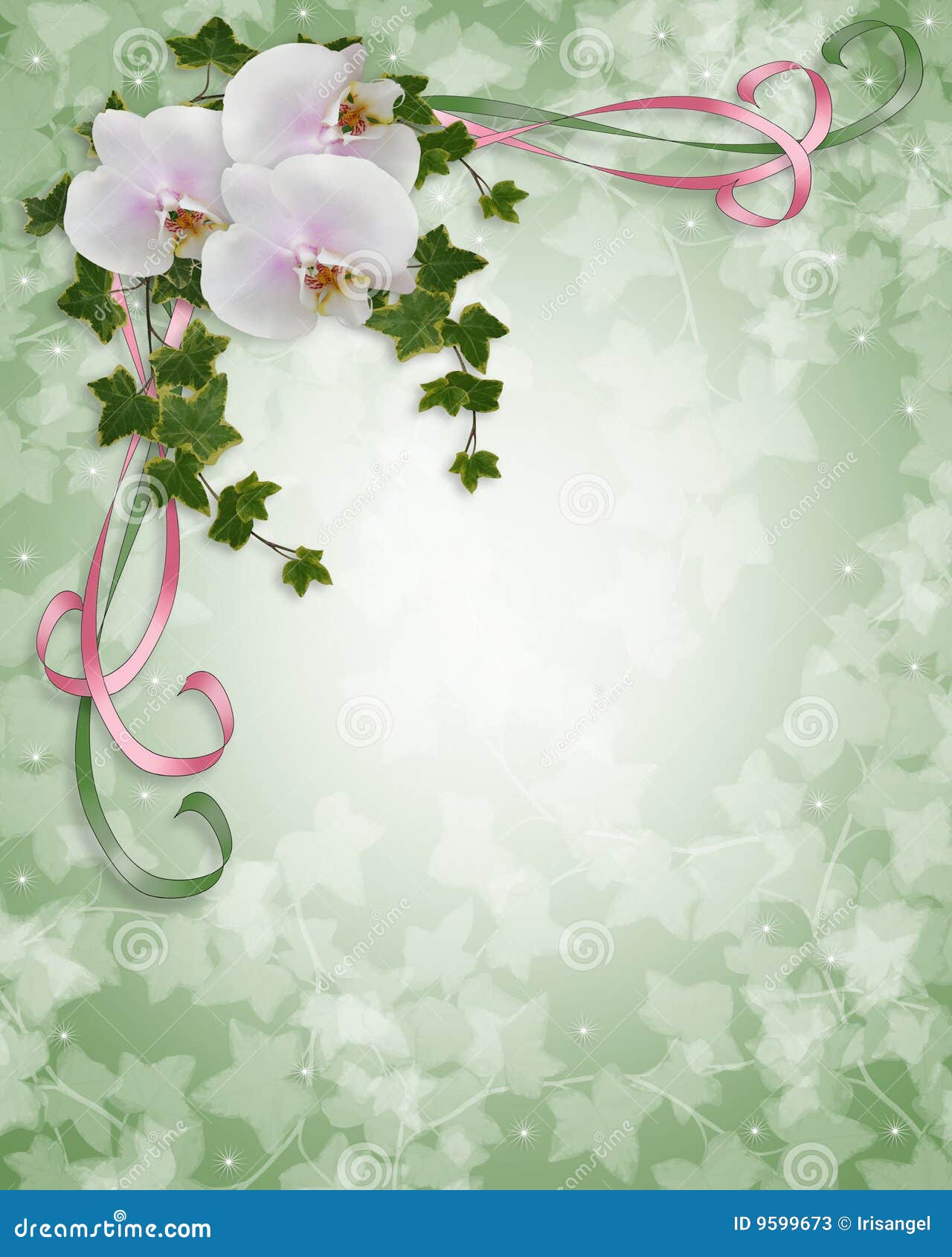 Orchids and Ivy Wedding Invitation Stock Illustration - Illustration of