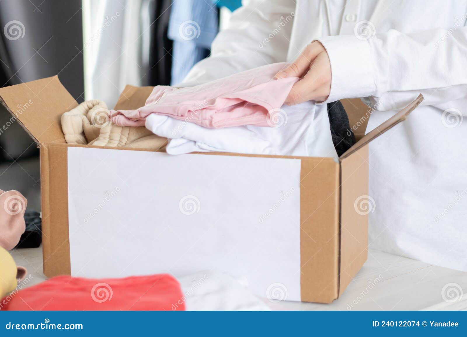 Orden De Armario Mujer Clasifica La Ropa En Un Armario De Limpieza En