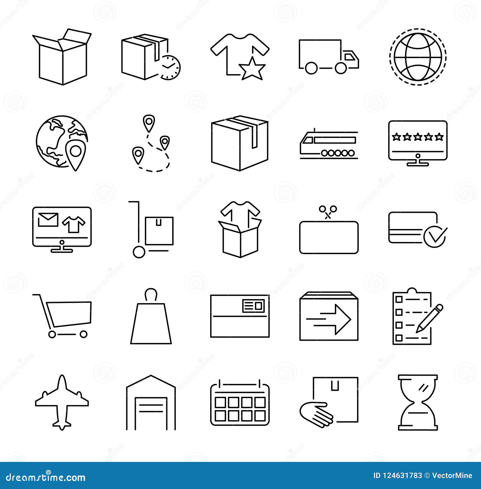 order fulfillment   icon collection. outlined pictorgrams about online shopping, delivery service and packaging.