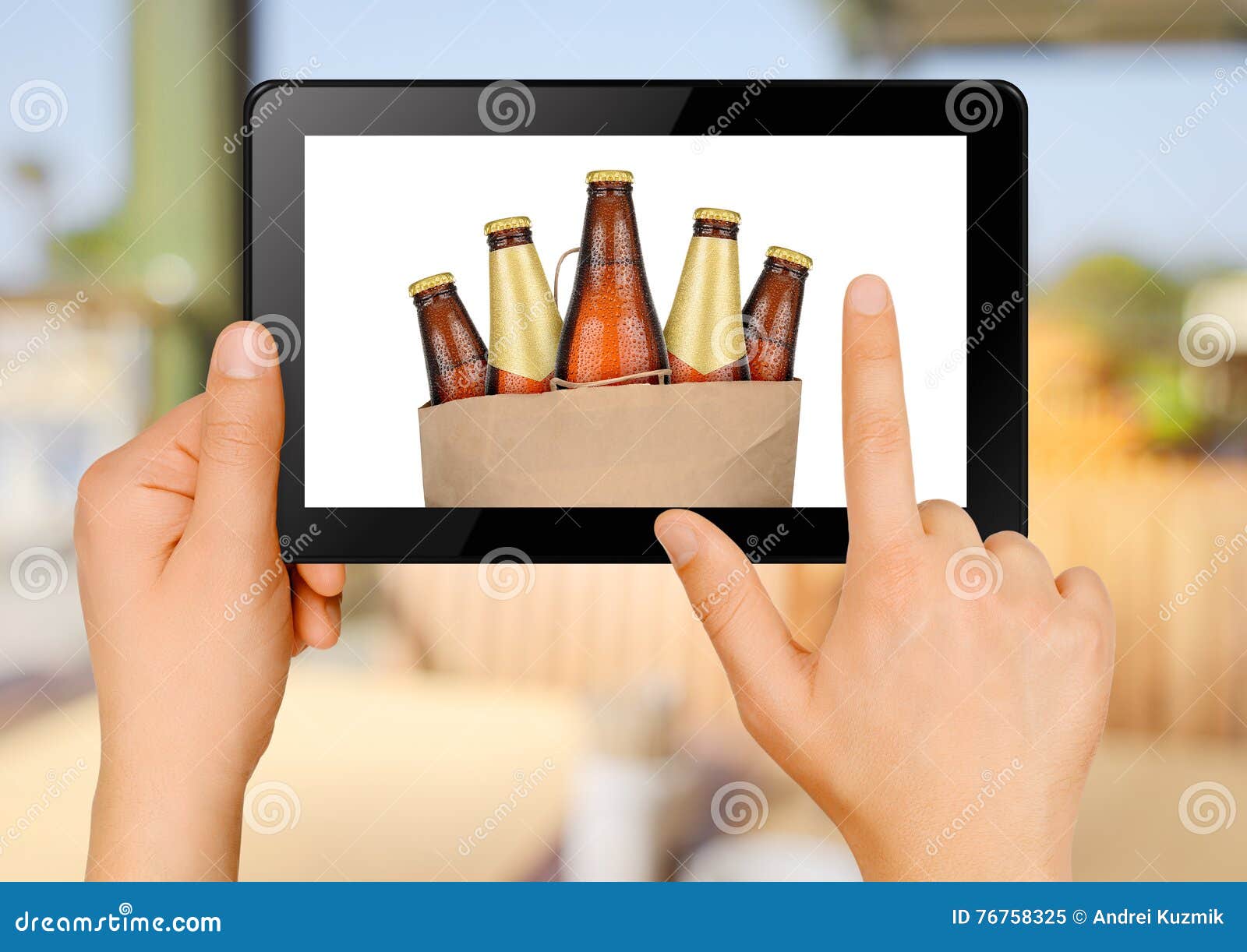 Ordering beer via stock image. Image of sale 76758325