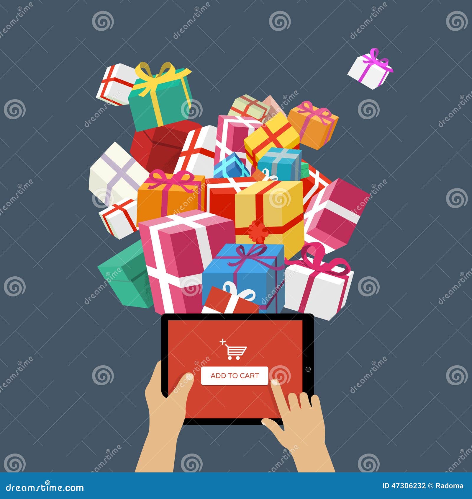 Ordering Christmas Gifts Online Stock Vector Illustration of button