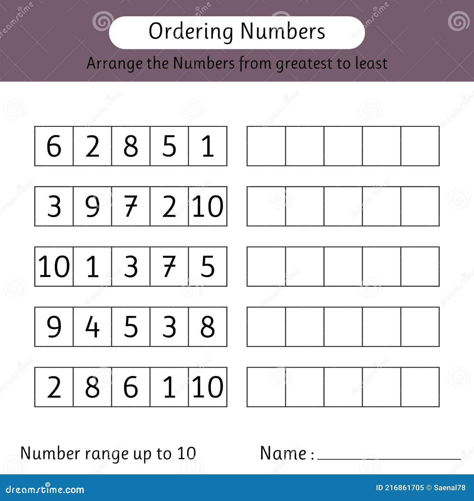 Put These Numbers In Order From Least To Greatest Worksheet