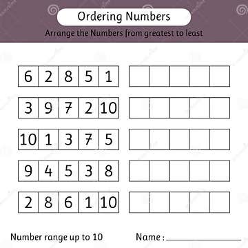 Ordering Numbers Worksheet Arrange The Numbers From Greatest To Least 