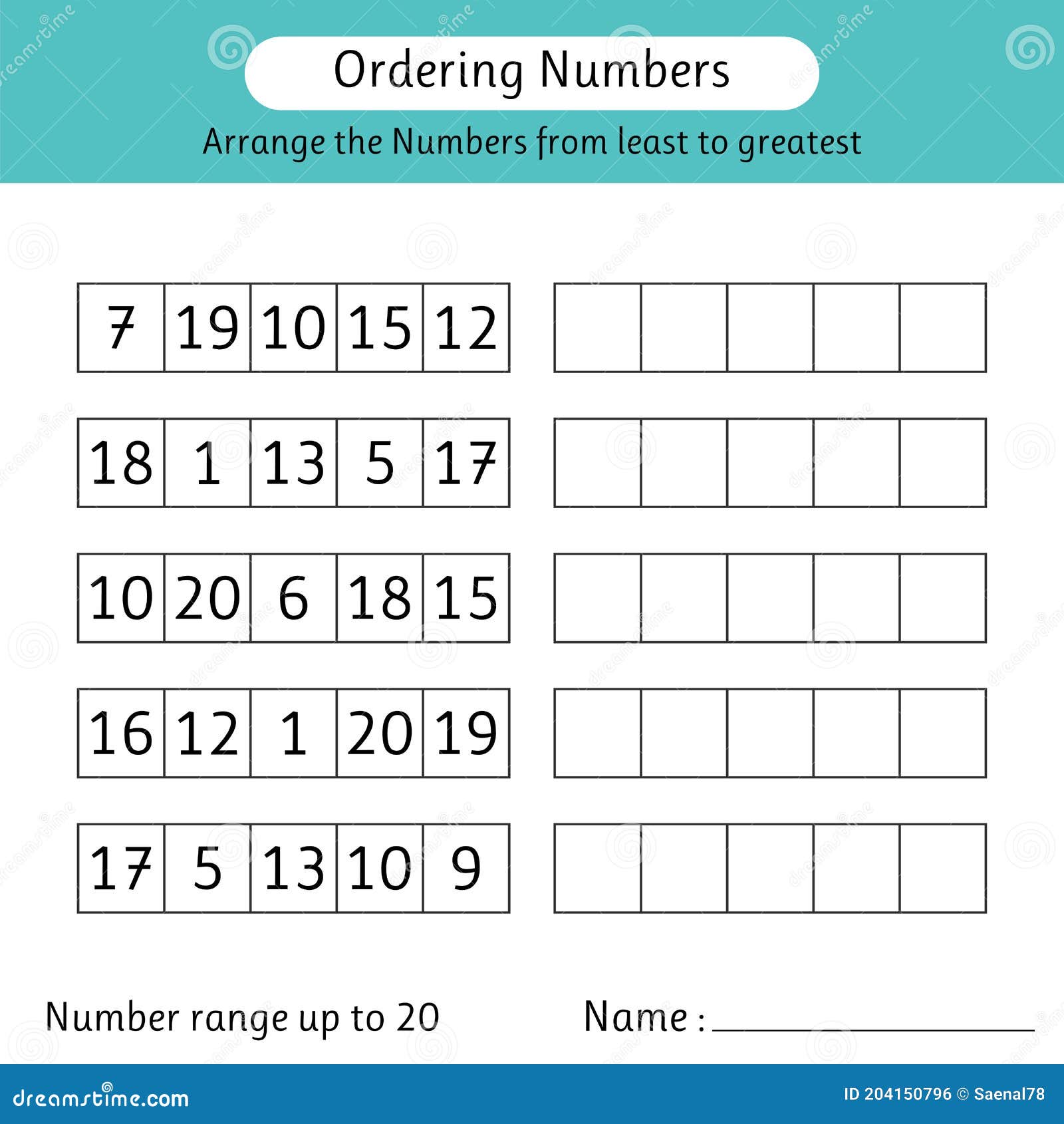 Ordering Numbers From Least To Greatest Worksheet 2nd Grade