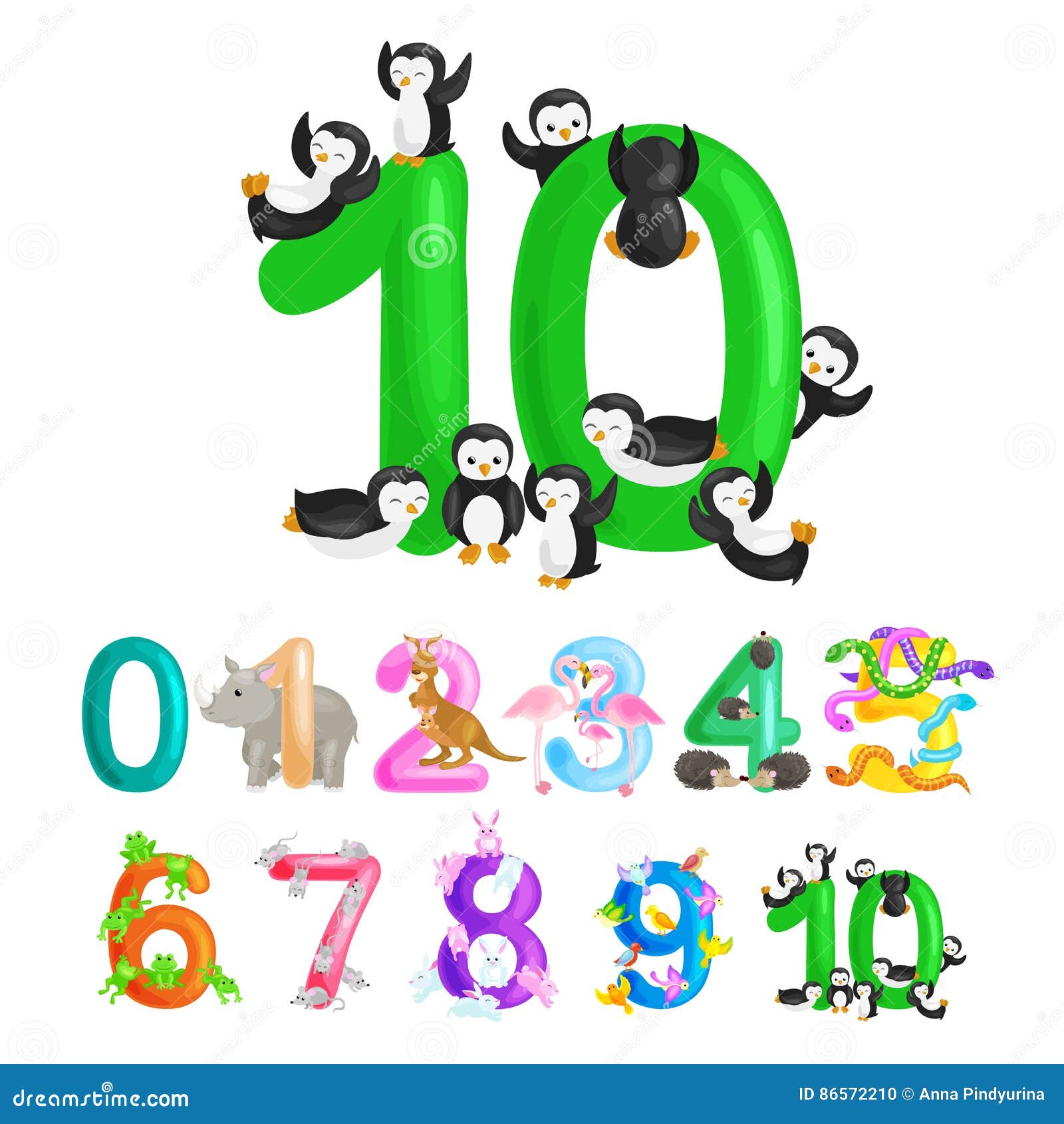 ordinal number 10 for teaching children counting ten penguins with the ability to calculate amount animals abc alphabet