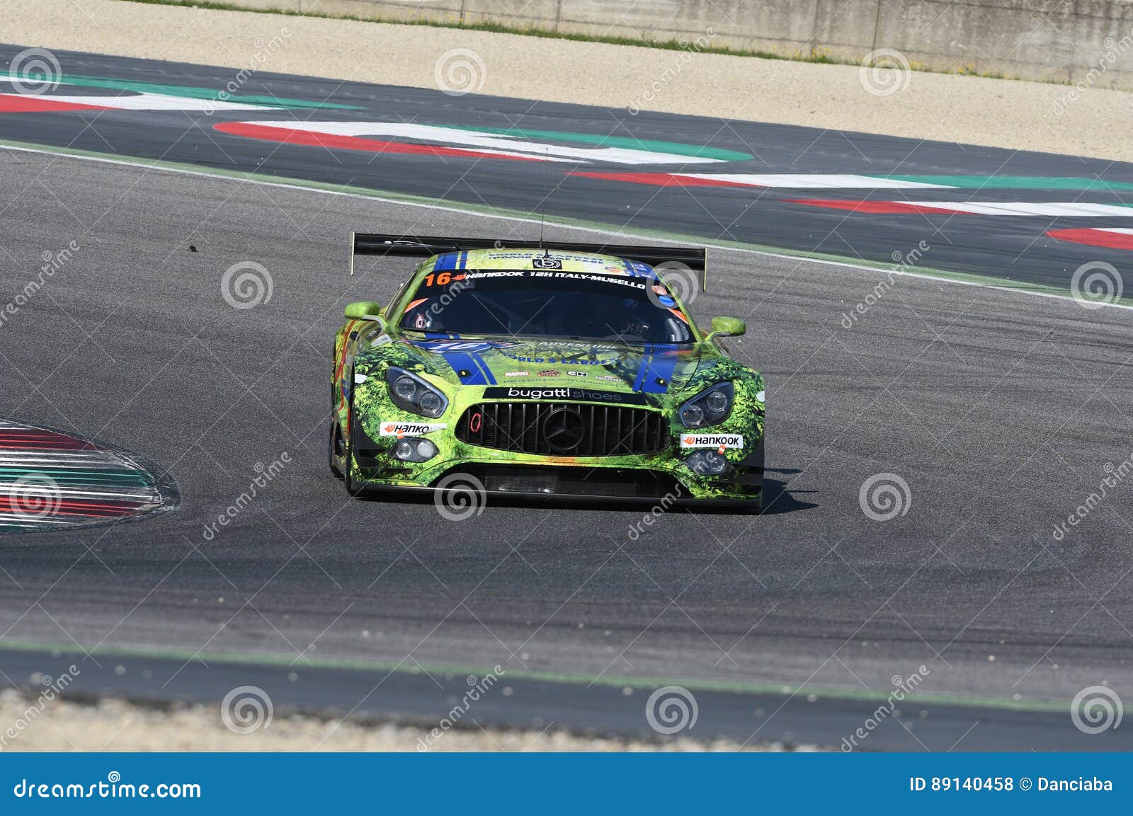 12 ore Hankook Mugello 18 March 2017: #16 Mercedes AMG GT3 SPS automotive performance Pierburg-MÃ¼ller-Krebs. 12 ore Hankook Mugello 18 March 2017: #16 Mercedes AMG GT3 SPS automotive performance Pierburg-M Ã¼ller-Krebs on Mugello Circuit, Italy.