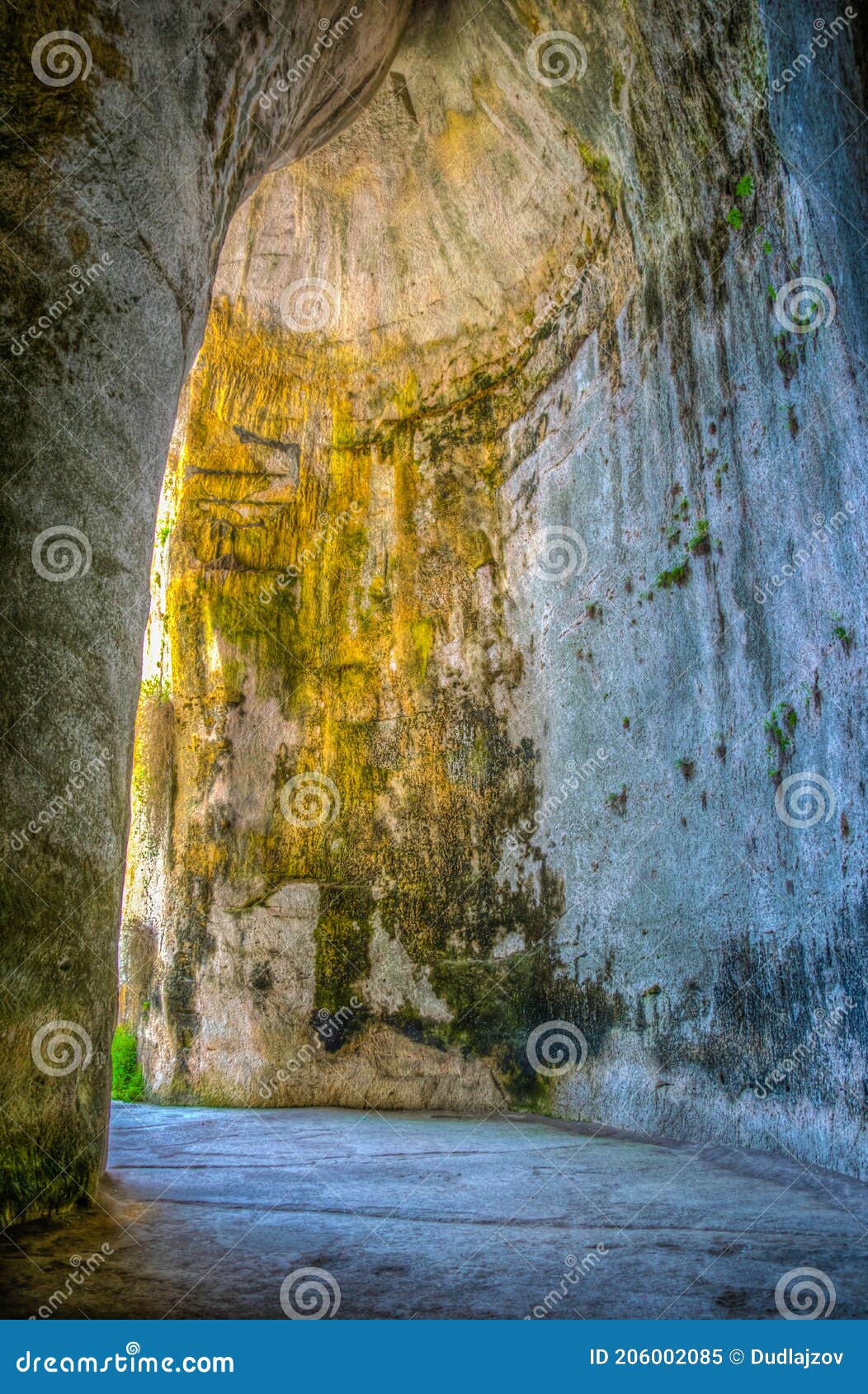 orecchio di dionisio cave in the neapolis archaeological park in syracuse, sicily, italy