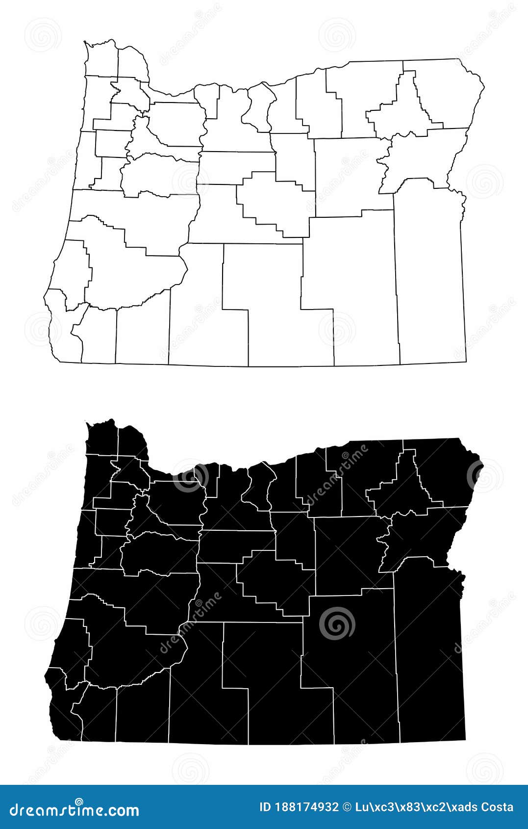 Oregon County Maps stock illustration. Illustration of marion 188174932