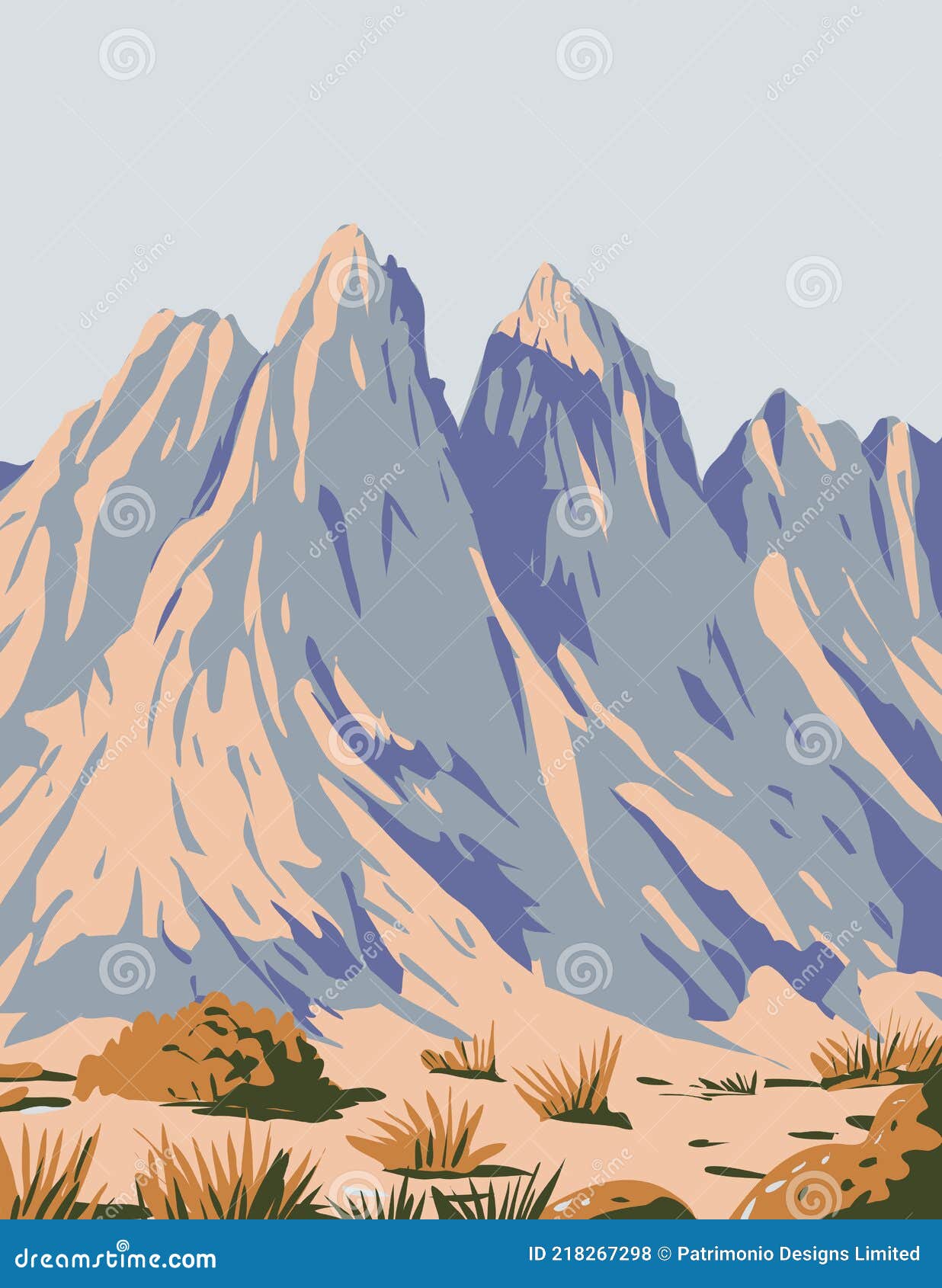 organ mountains-desert peaks national monument located in mesilla valley in the state of new mexico usa wpa poster art