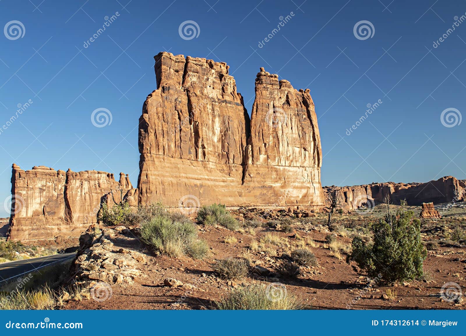 organ rock front and tower of babel rear in utah`s arches national park.