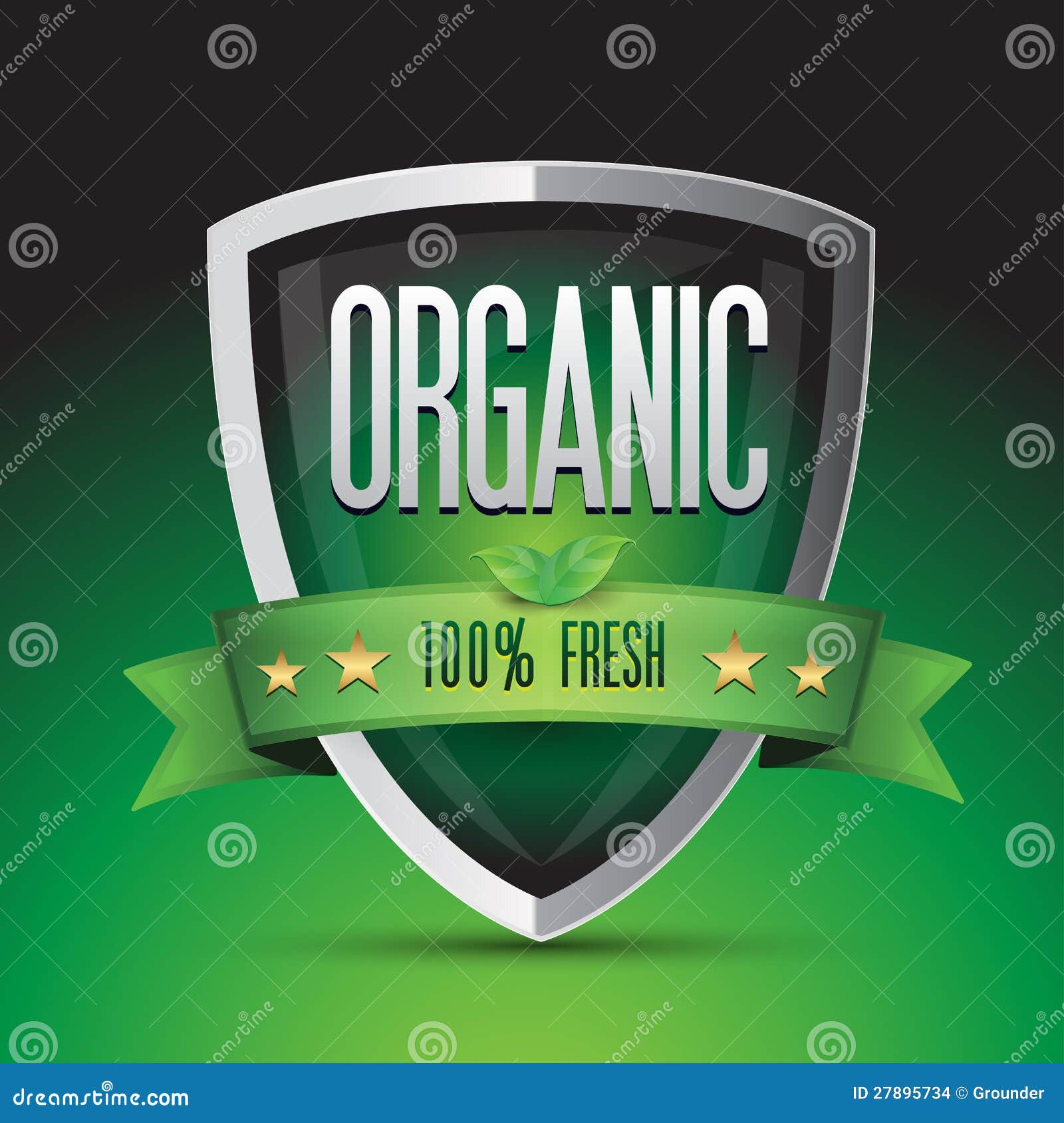 organic 100 percent fresh on green shield