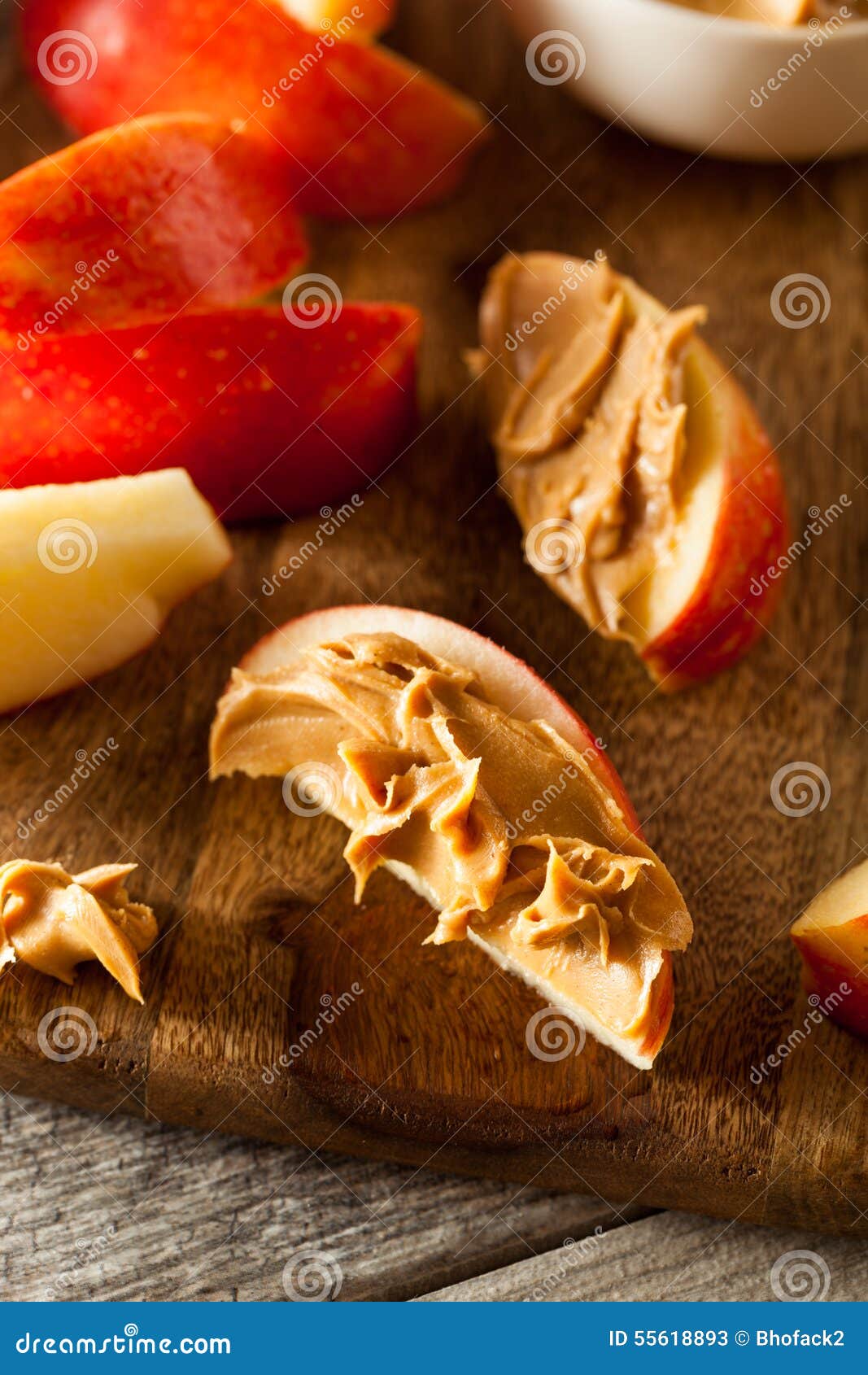 Organic Apples and Peanut Butter Stock Image - Image of gourmet, sliced ...