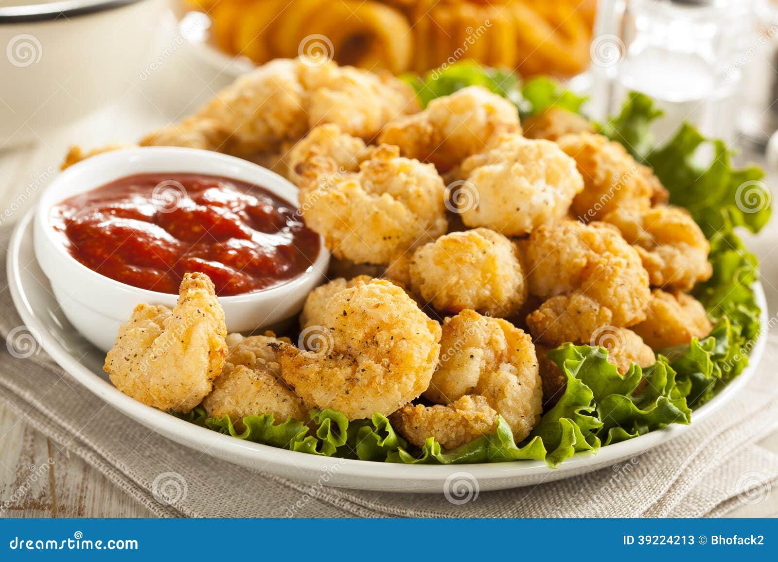 Organic Breaded Popcorn Shrimp Stock Image Image of batter, prawn