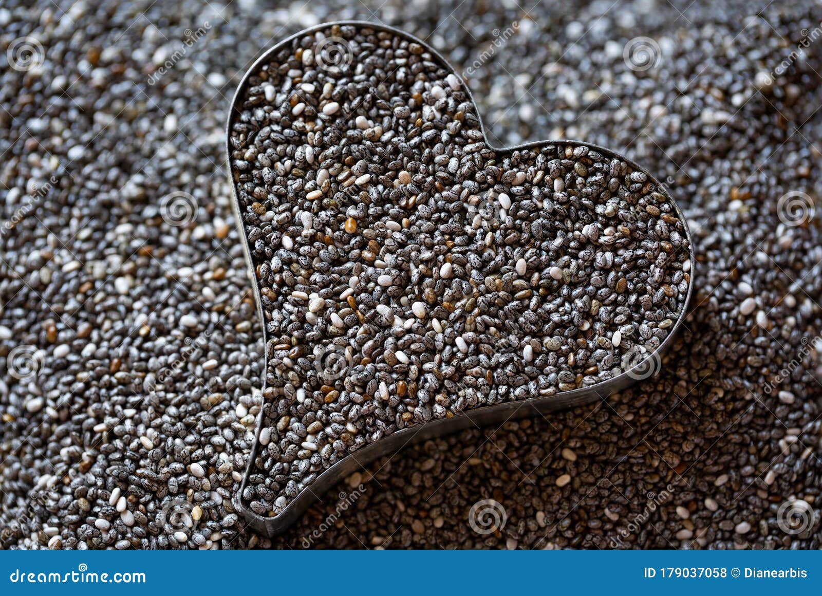 Organic Chia Seed in a Heart Shape Stock Photo Image of fiber