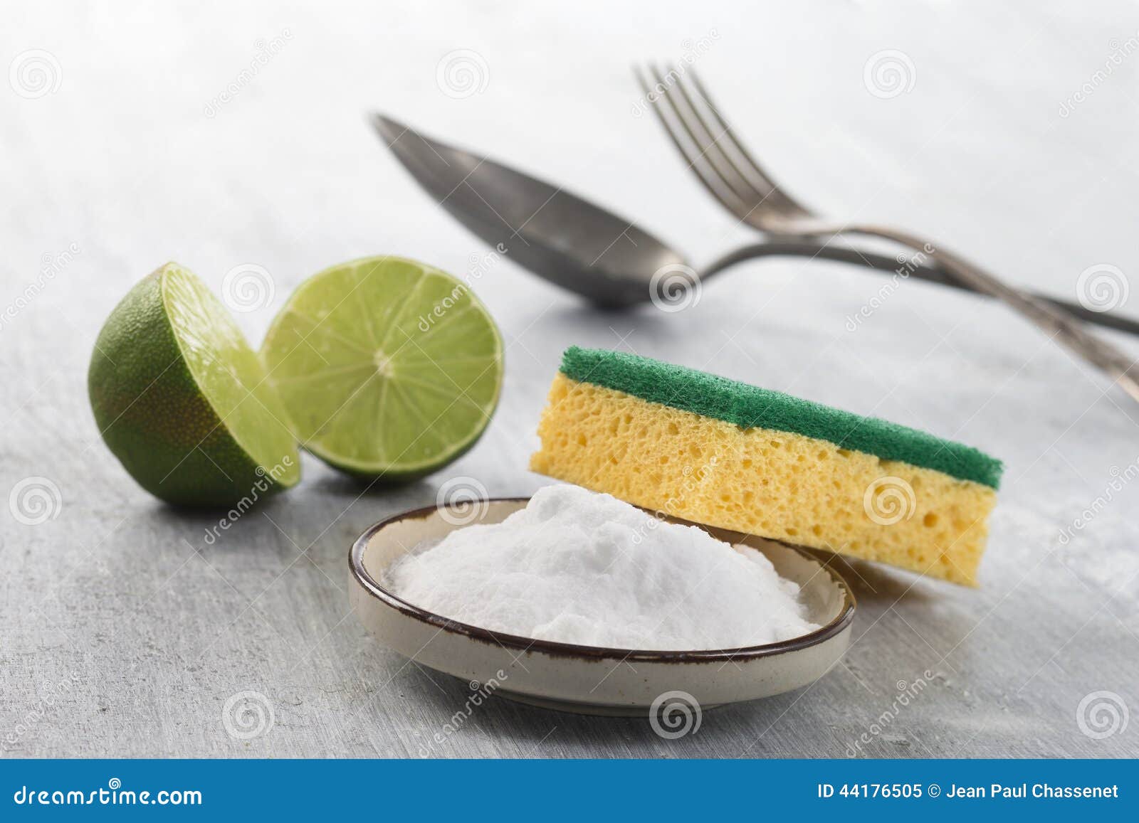 Organic Cleaners White Vinegar, Lemon and Sodium Bicarbonate Stock