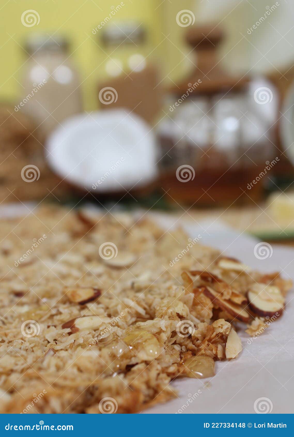 Organic Coconut and Granola with Dried Pineapple and Almonds Stock