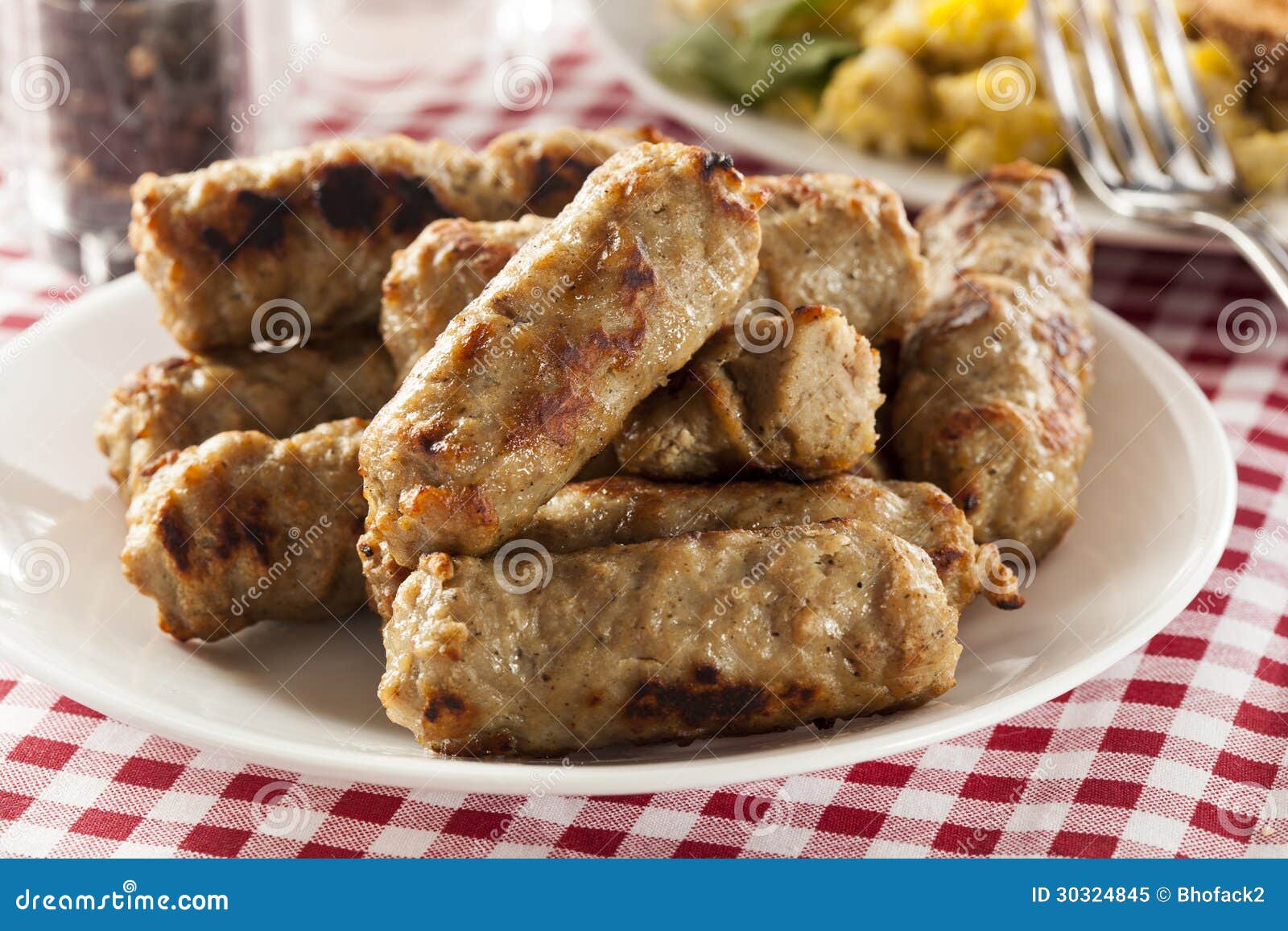 Organic Cooked Maple Breakfast Sausage Stock Image Image of food, eggs 30324845
