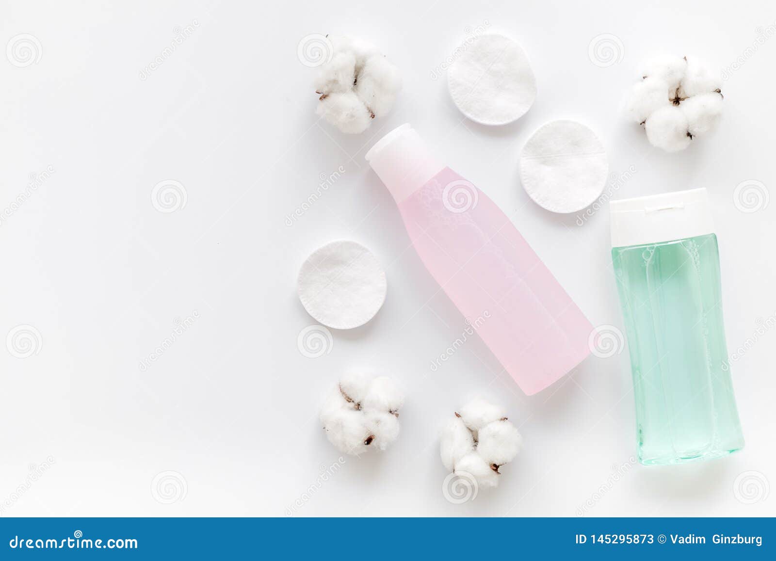 Download Organic Cosmetics For Face Clearing With Cotton Pads, Facial Tonic And Mycelial Water White ...