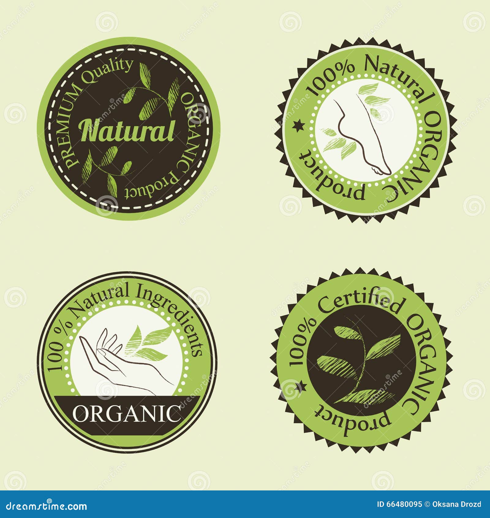 organic cosmetics round badges